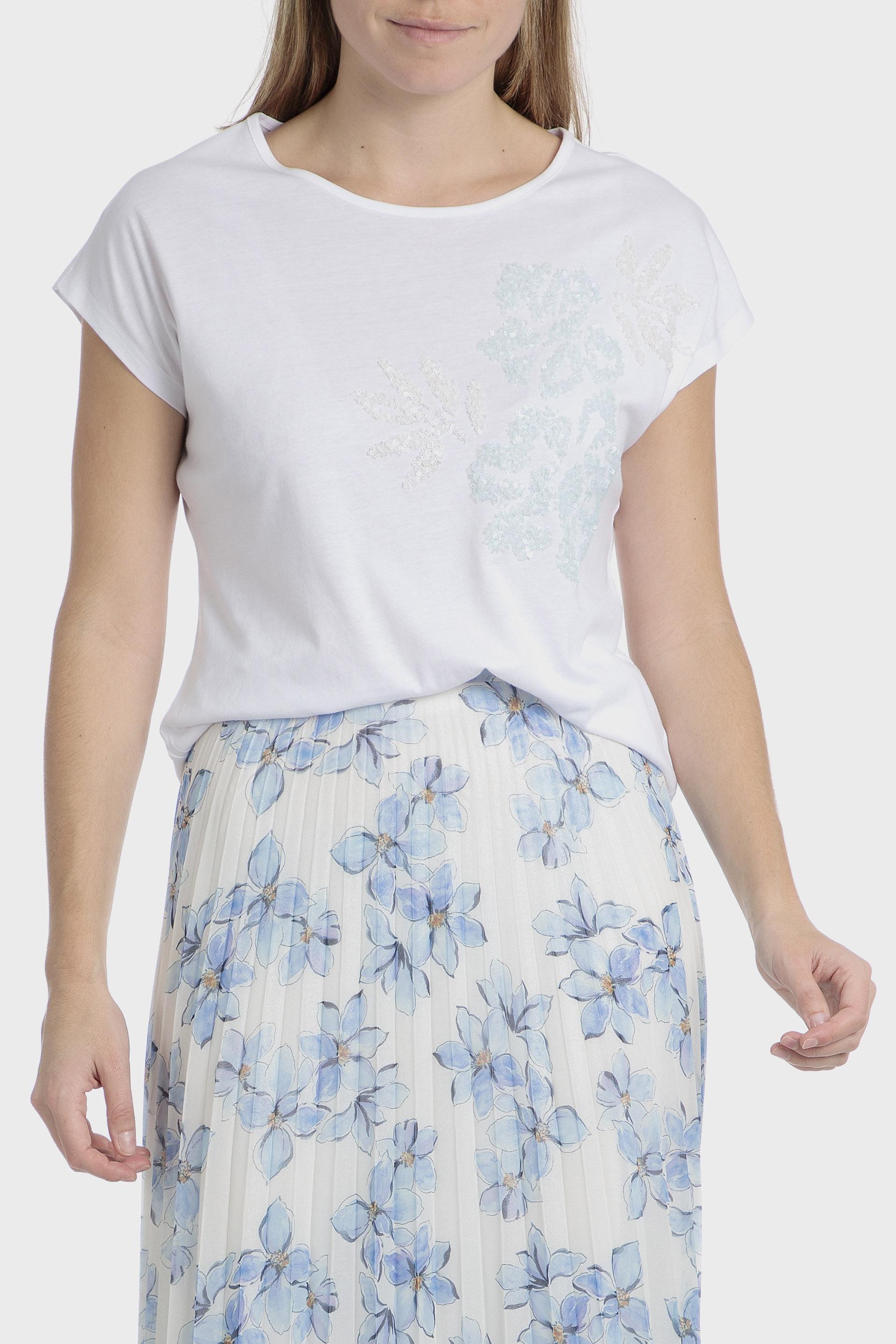 White Sequins T-Shirt, White, medium