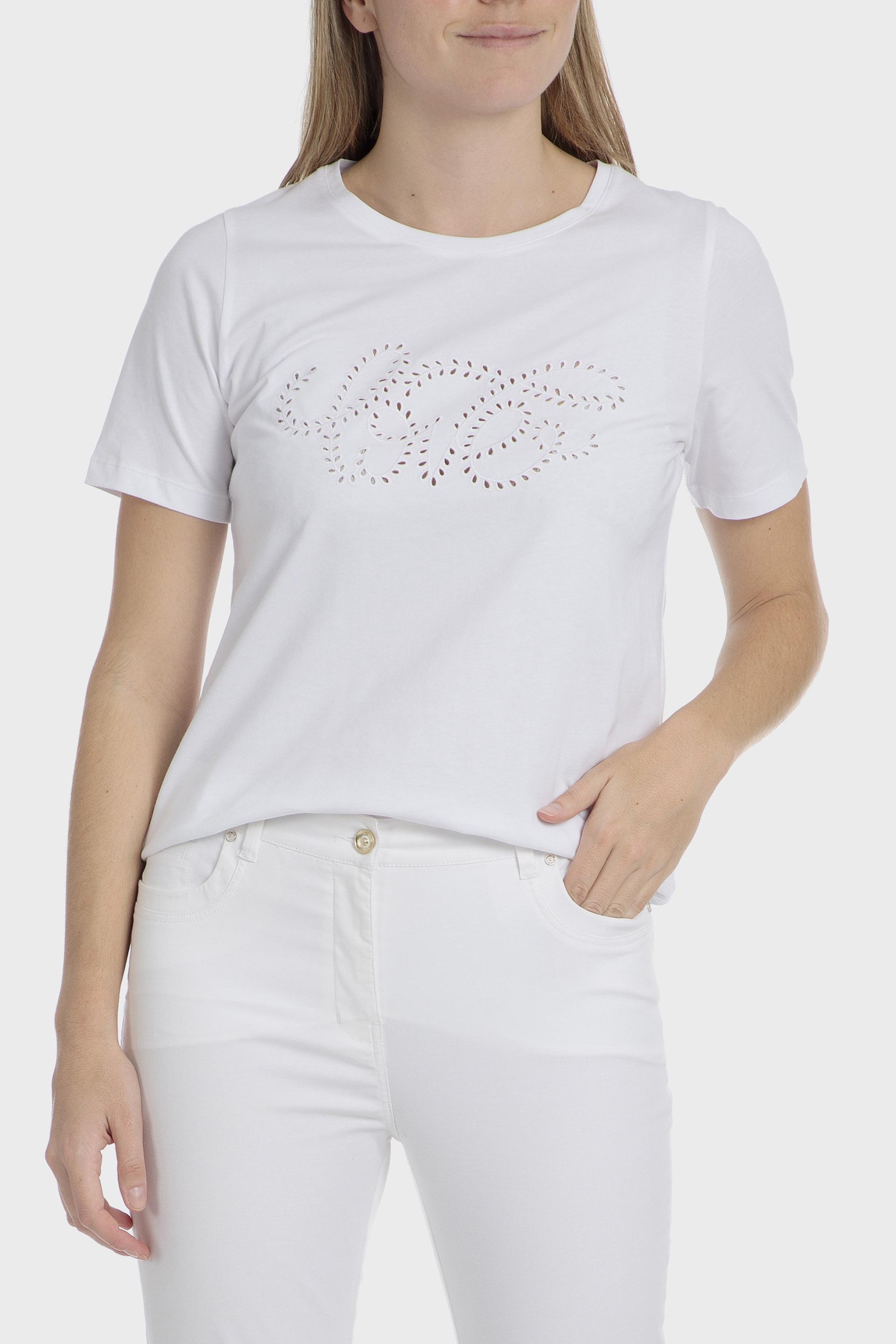 White Embroidered T-Shirt, White, medium