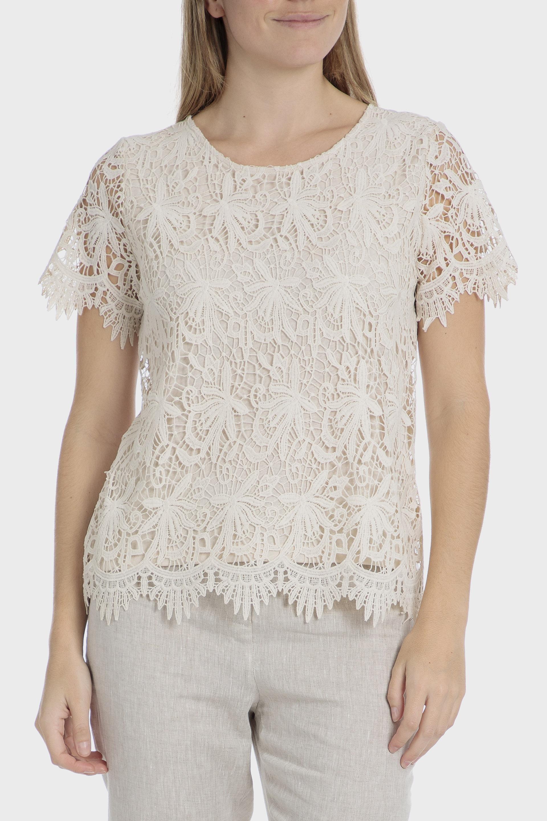 Beige Crochet Blouse, , large image number 0