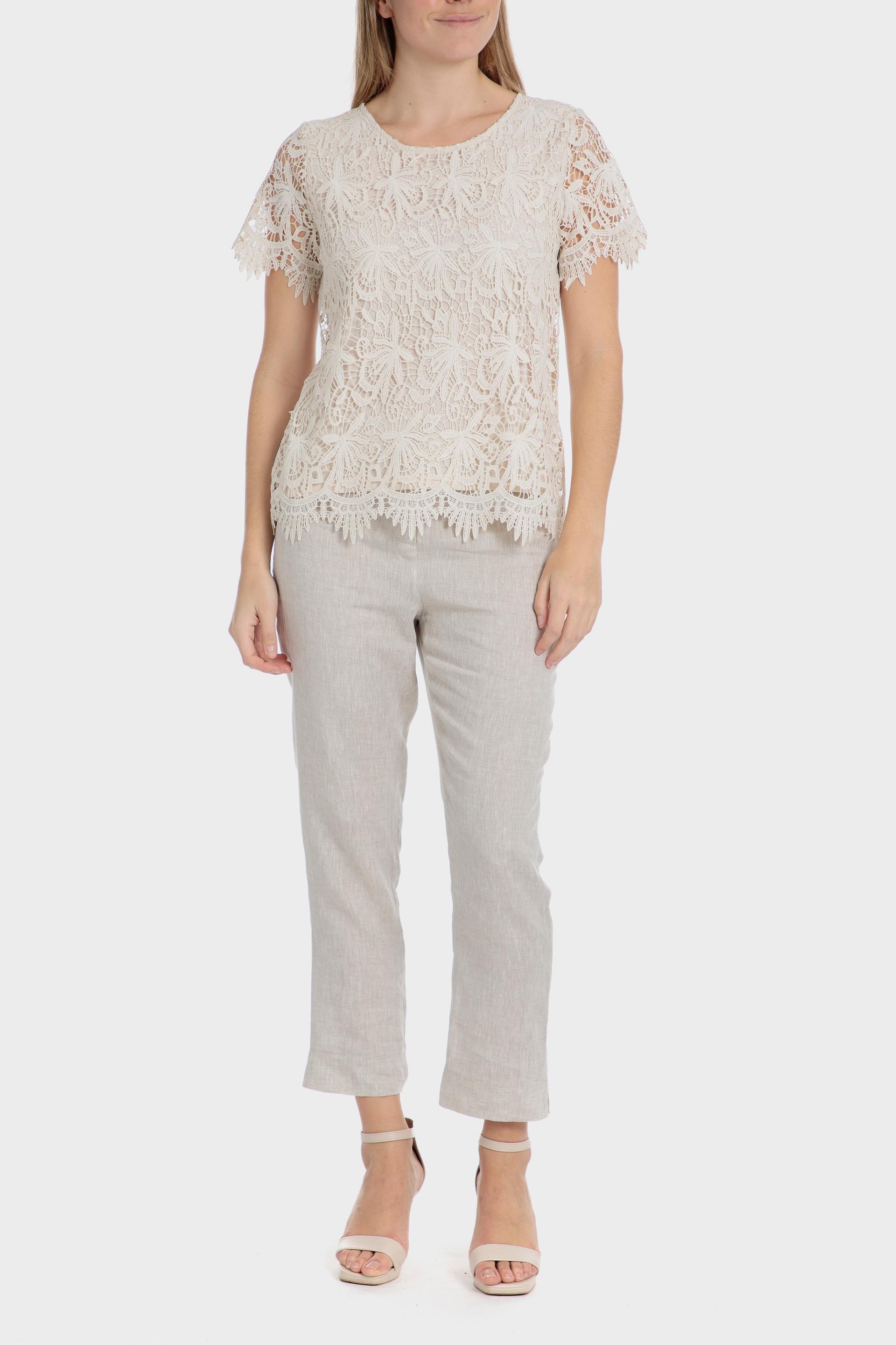 Beige Crochet Blouse, , large image number 2