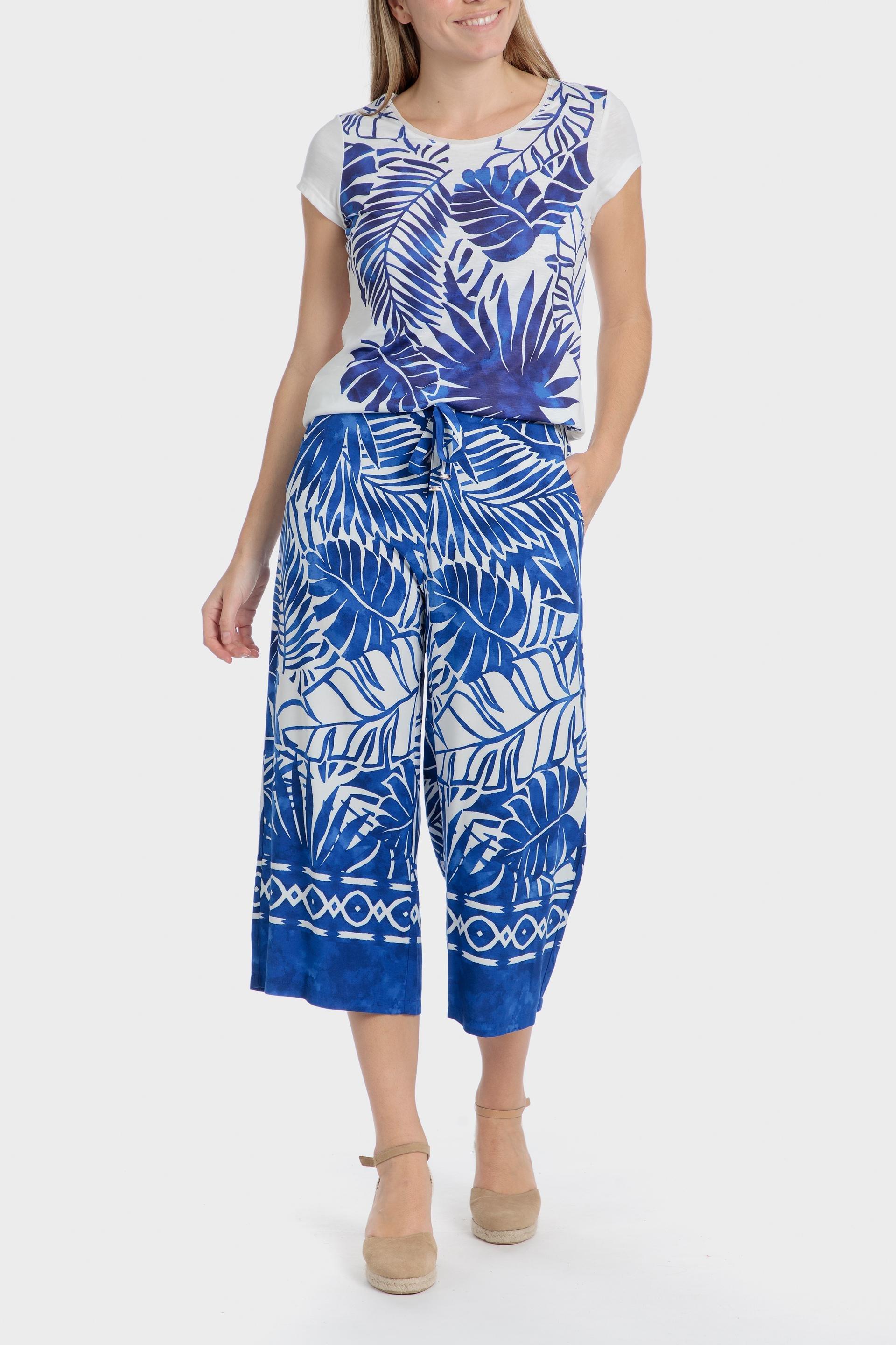 Blue Tropical Print T-Shirt, , large image number 2