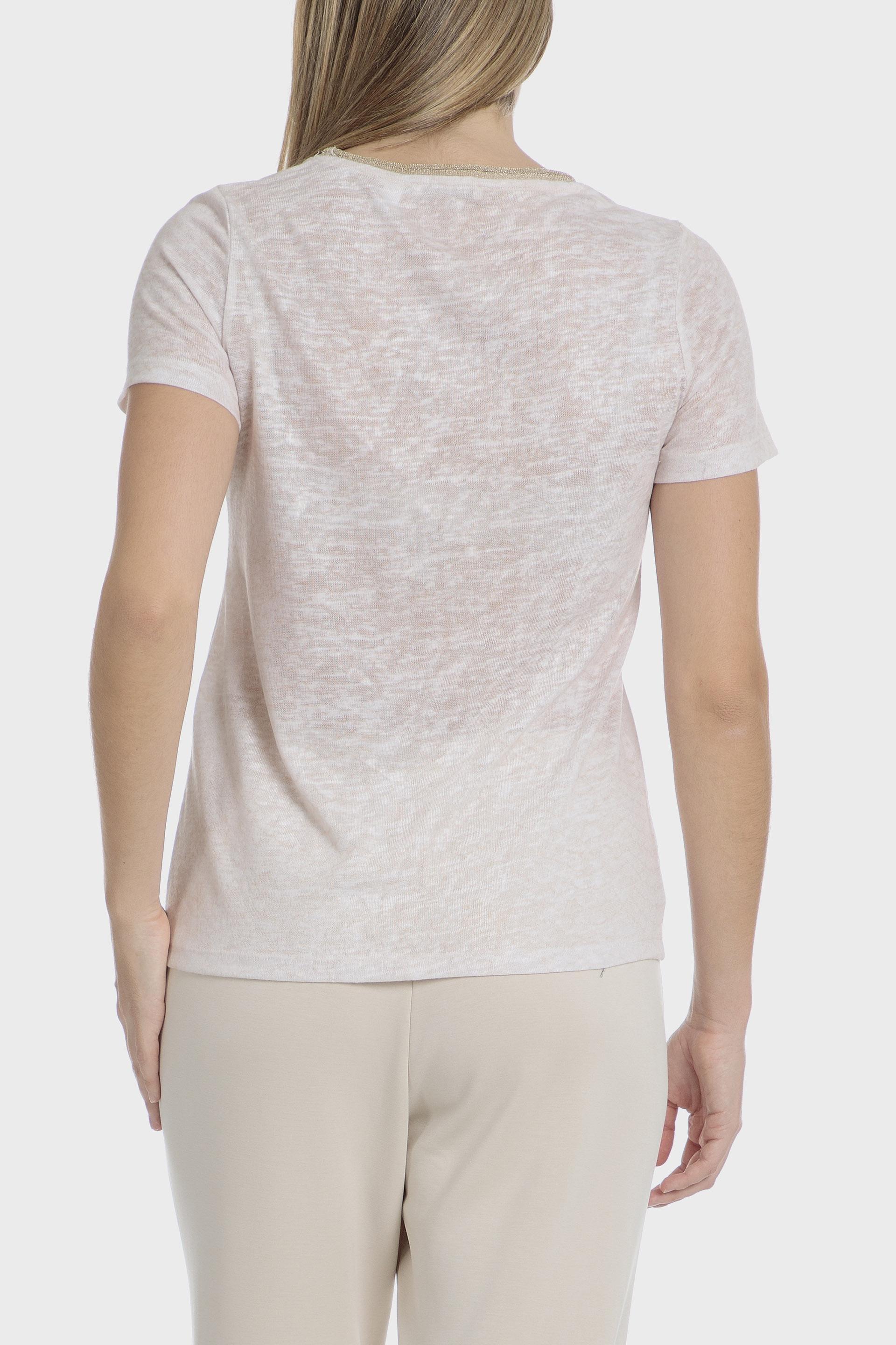 Beige Metallic Thread T-Shirt, Beige, large image number 2