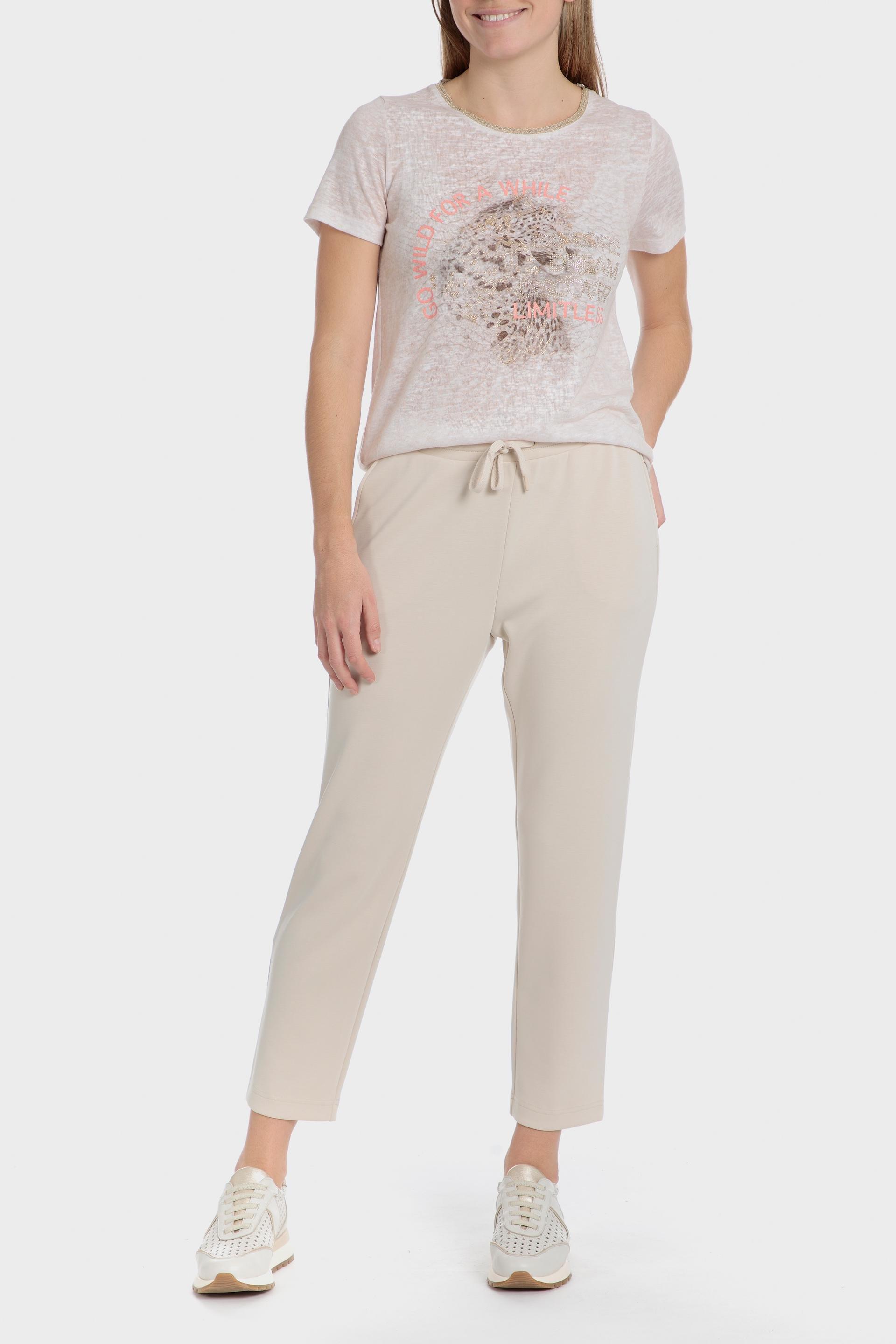 Beige Metallic Thread T-Shirt, Beige, large image number 5