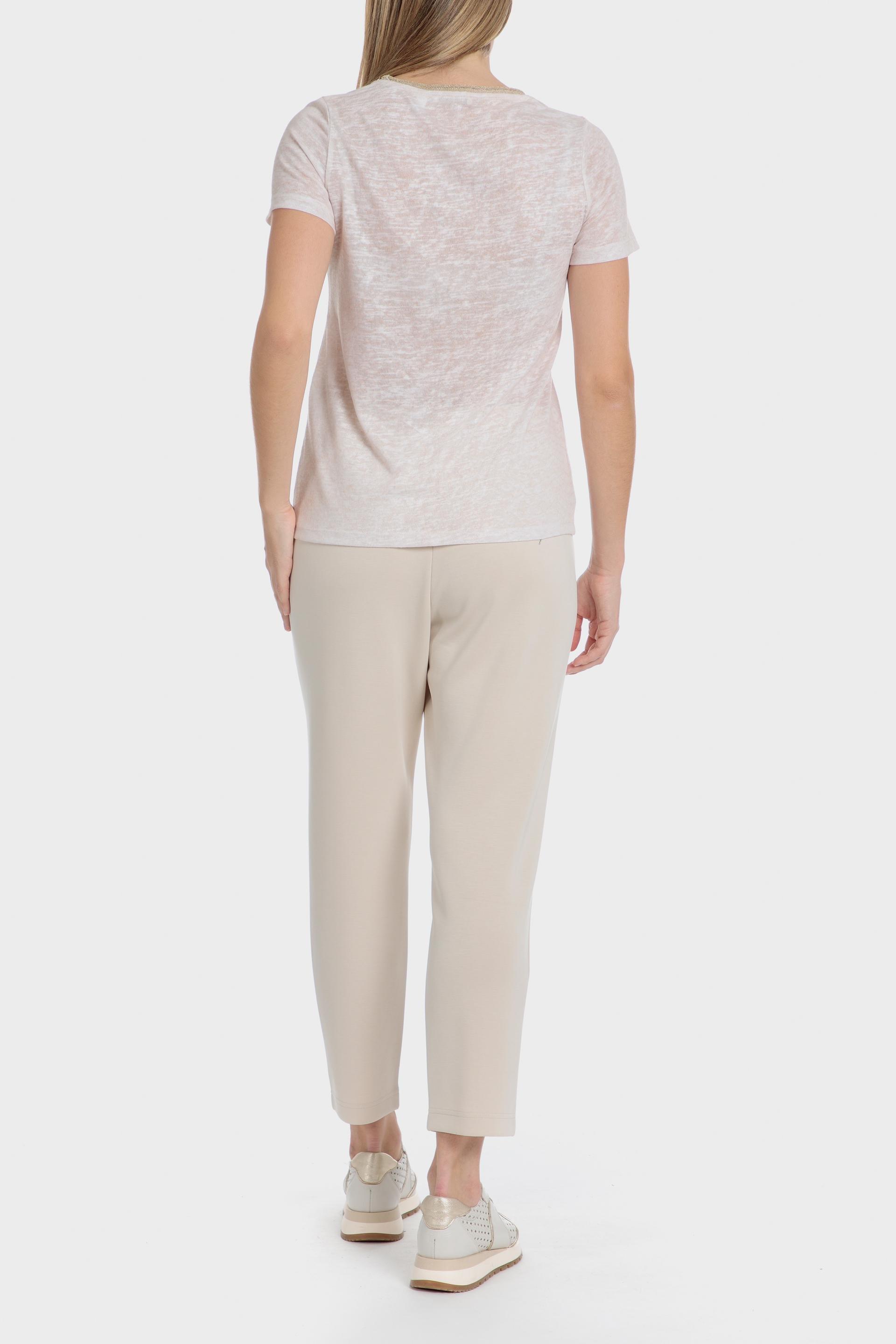 Beige Metallic Thread T-Shirt, Beige, large image number 6