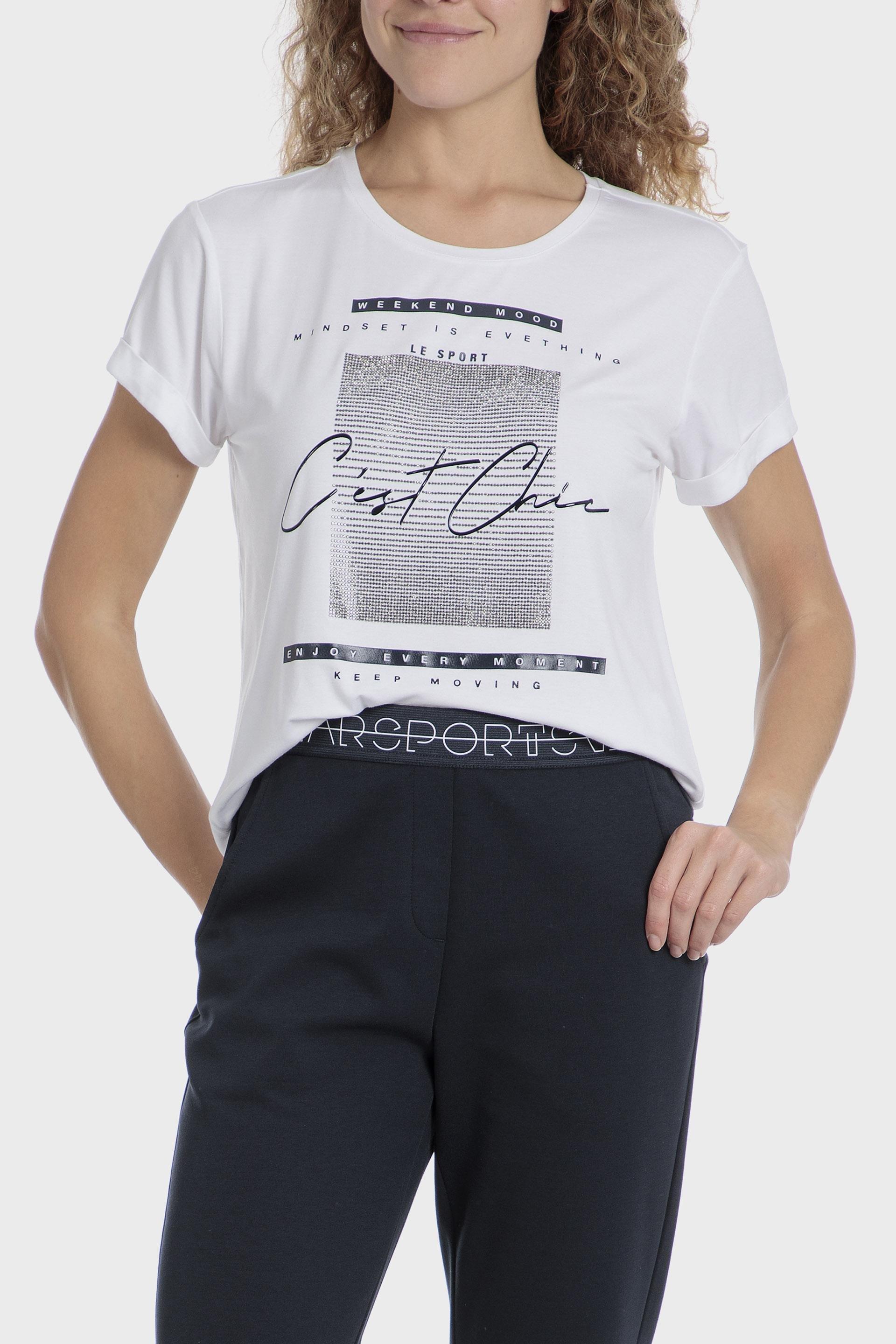 White Printed T-Shirt, , large image number 1