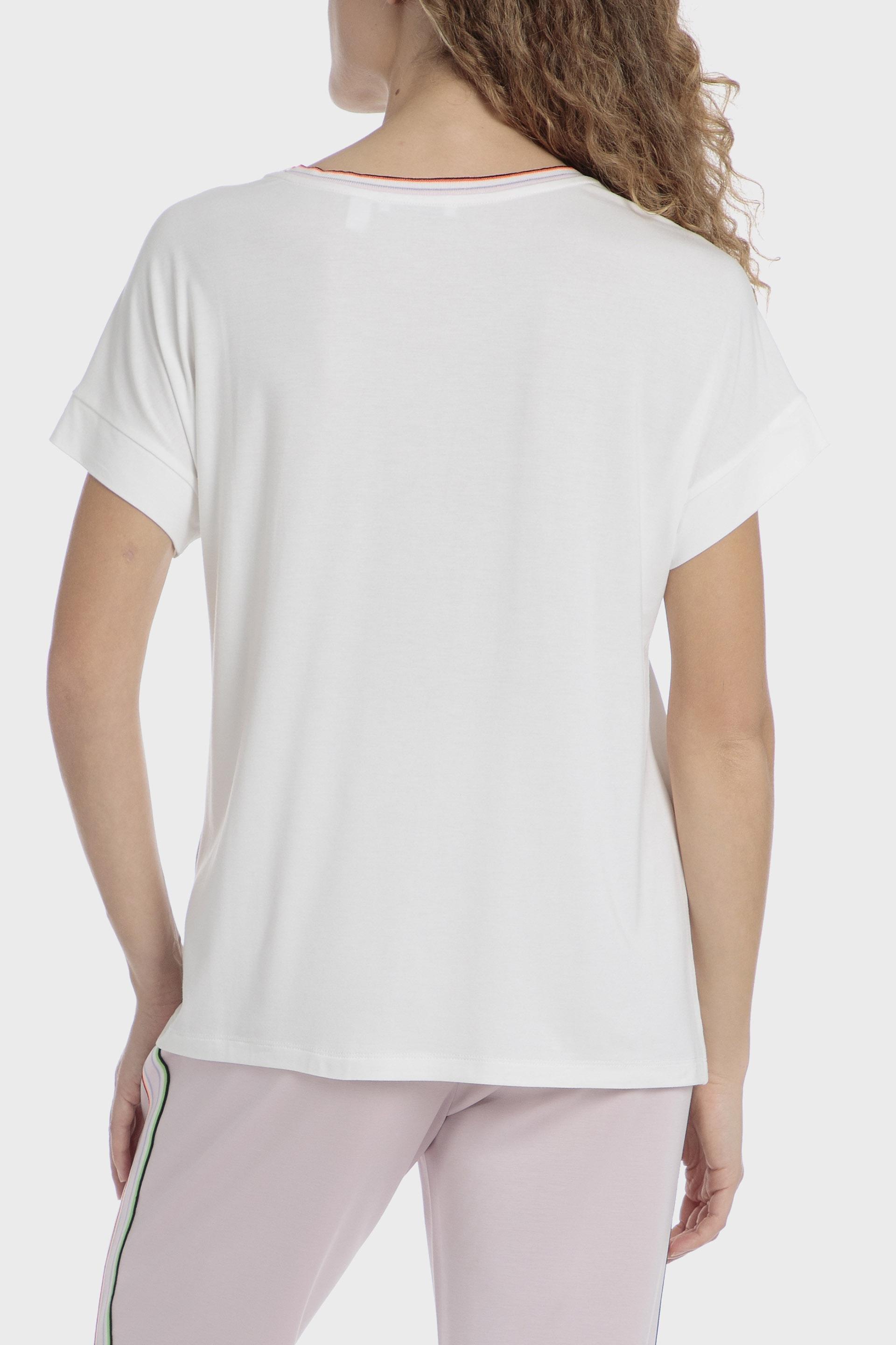 White Printed T-Shirt, Beige Talc, large image number 7