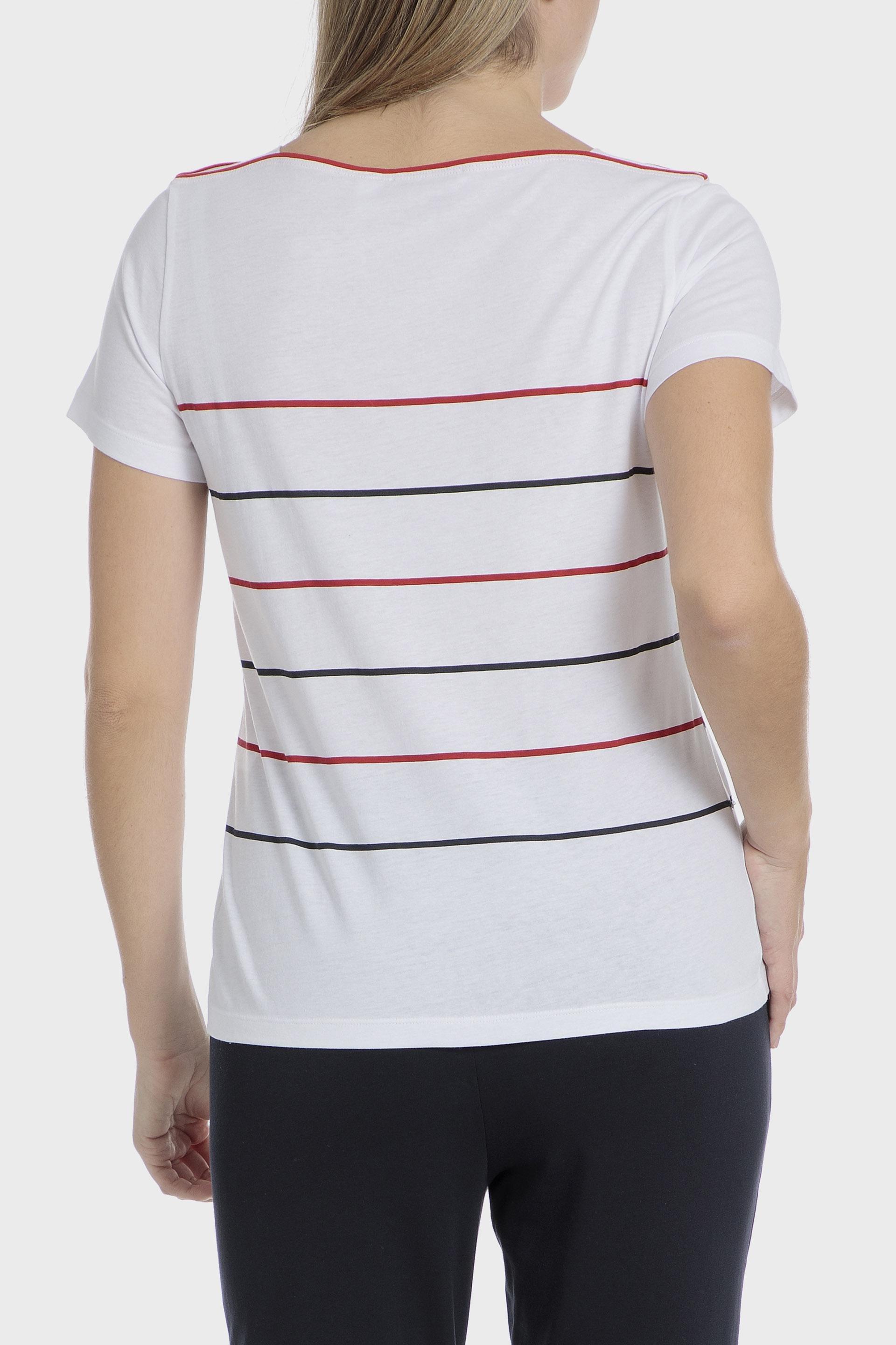 White Striped Crew-Neck T-Shirt, Beige Talc, large image number 1