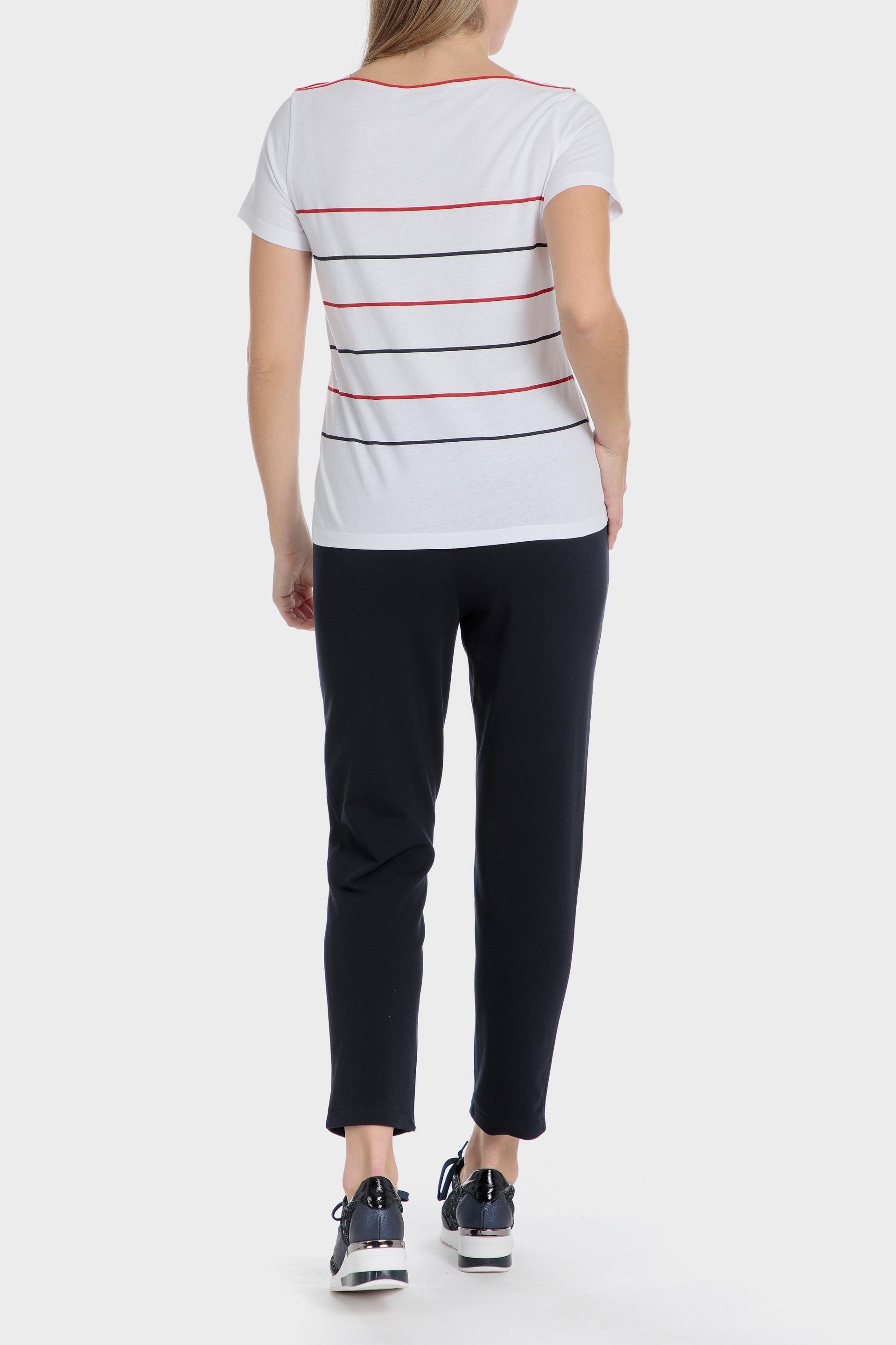 White Striped Crew-Neck T-Shirt, Beige Talc, large image number 3