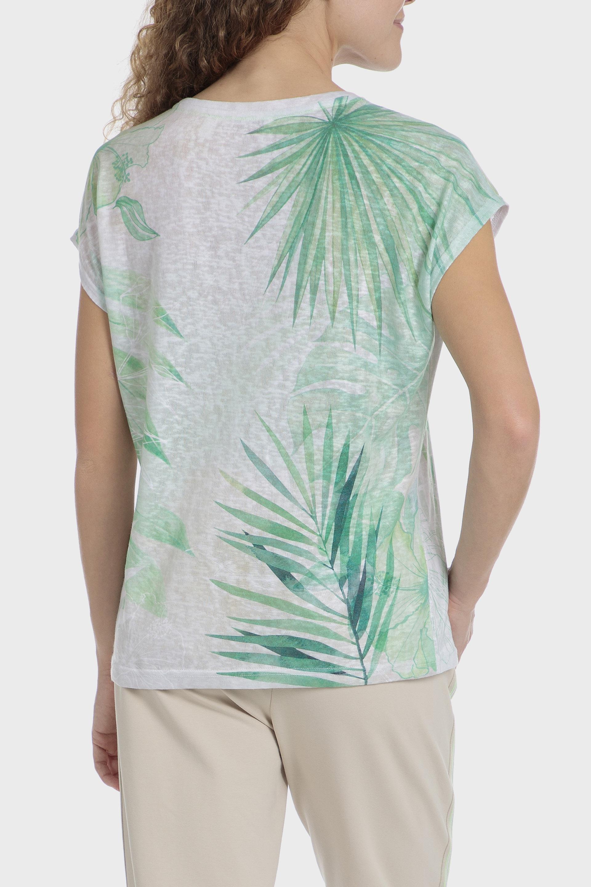 Green Tropical Casual T-Shirt, 3701_387, large image number 2