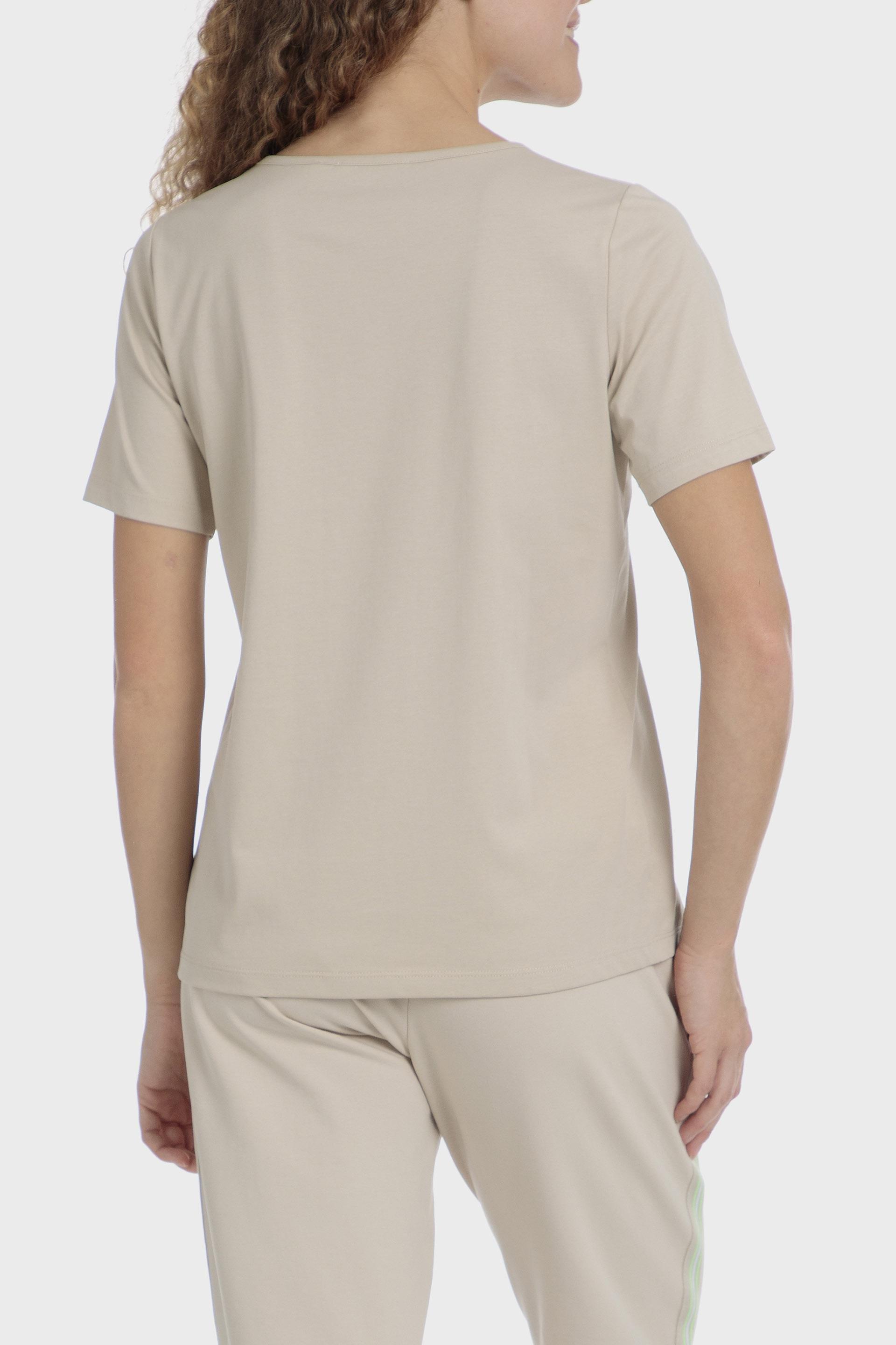 Beige Basic Athleisure T-Shirt, , large image number 6