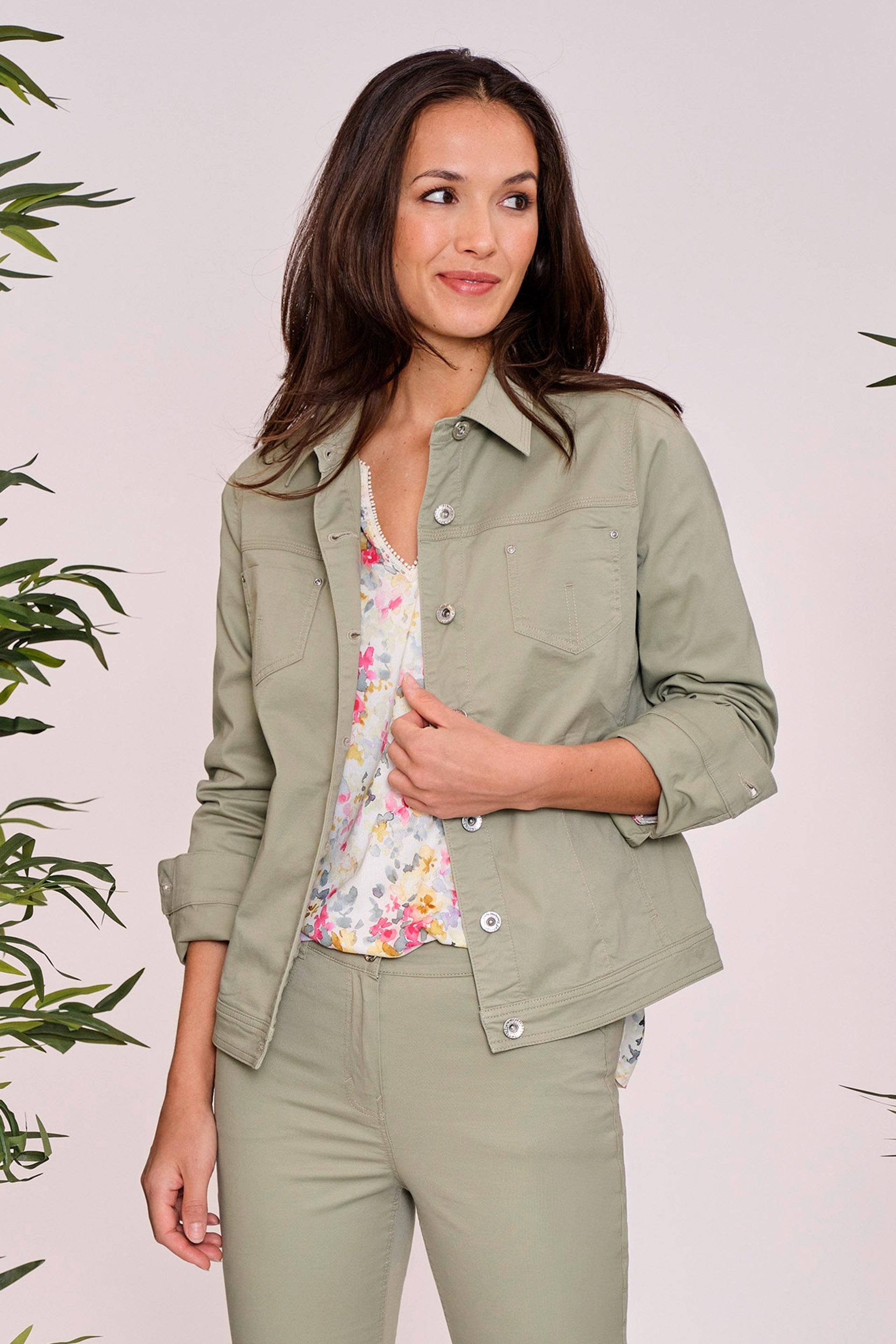 Green Buttoned Jeans Jacket, , large image number 0