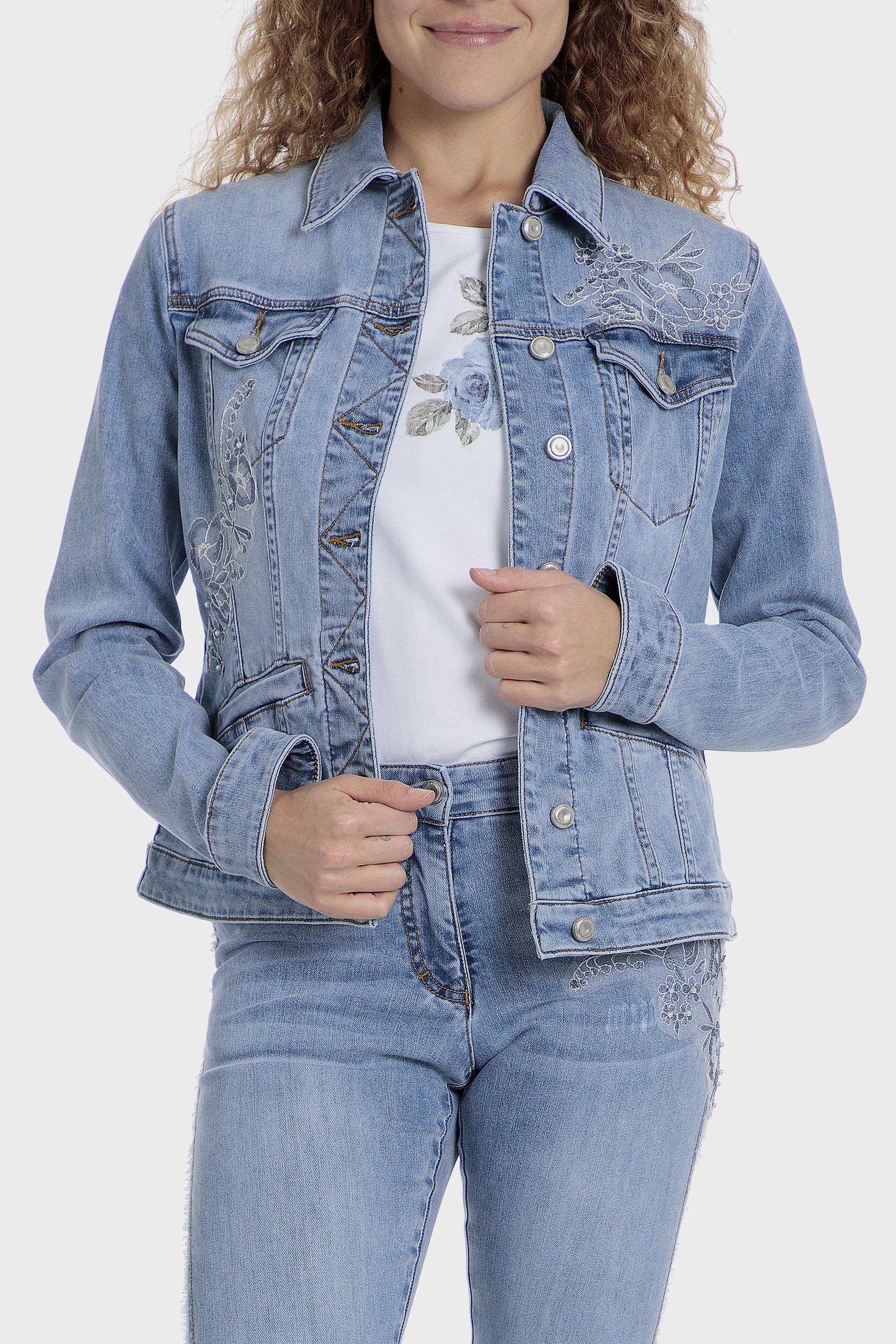 Blue Denim Pearls Jacket, , large image number 1