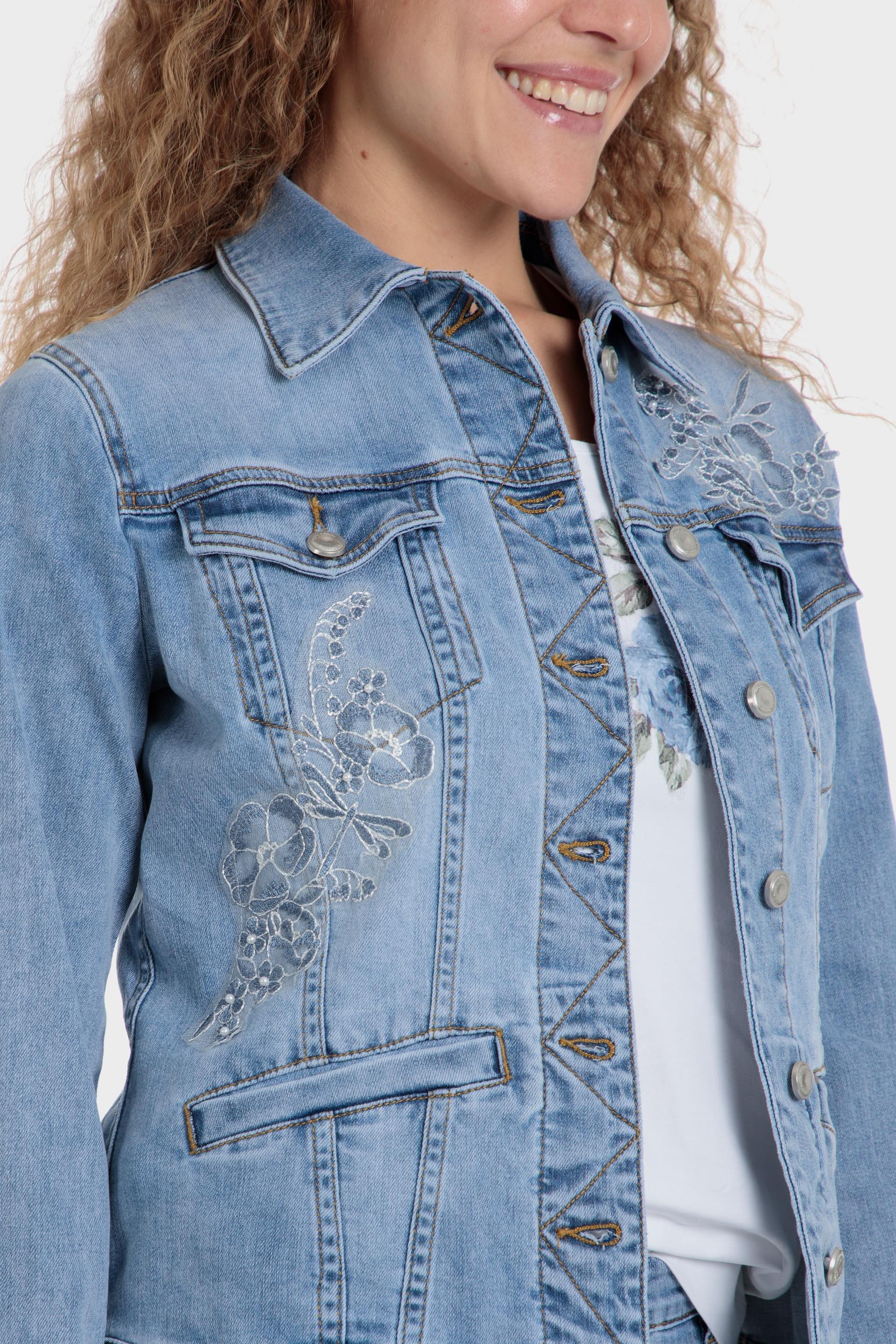 Blue Denim Pearls Jacket, , large image number 3