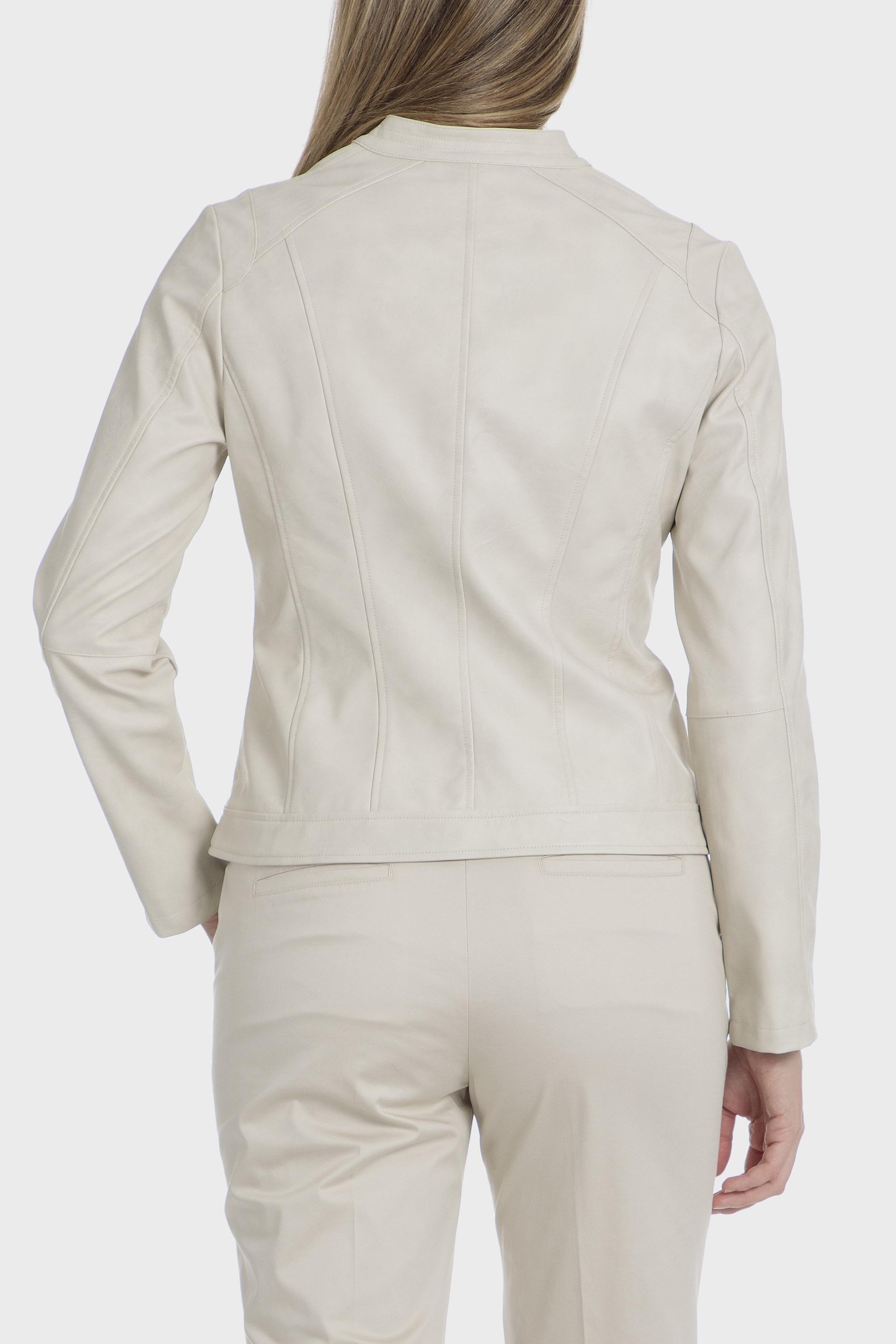 Beige Biker Collar Jacket, 3701_129, large image number 1