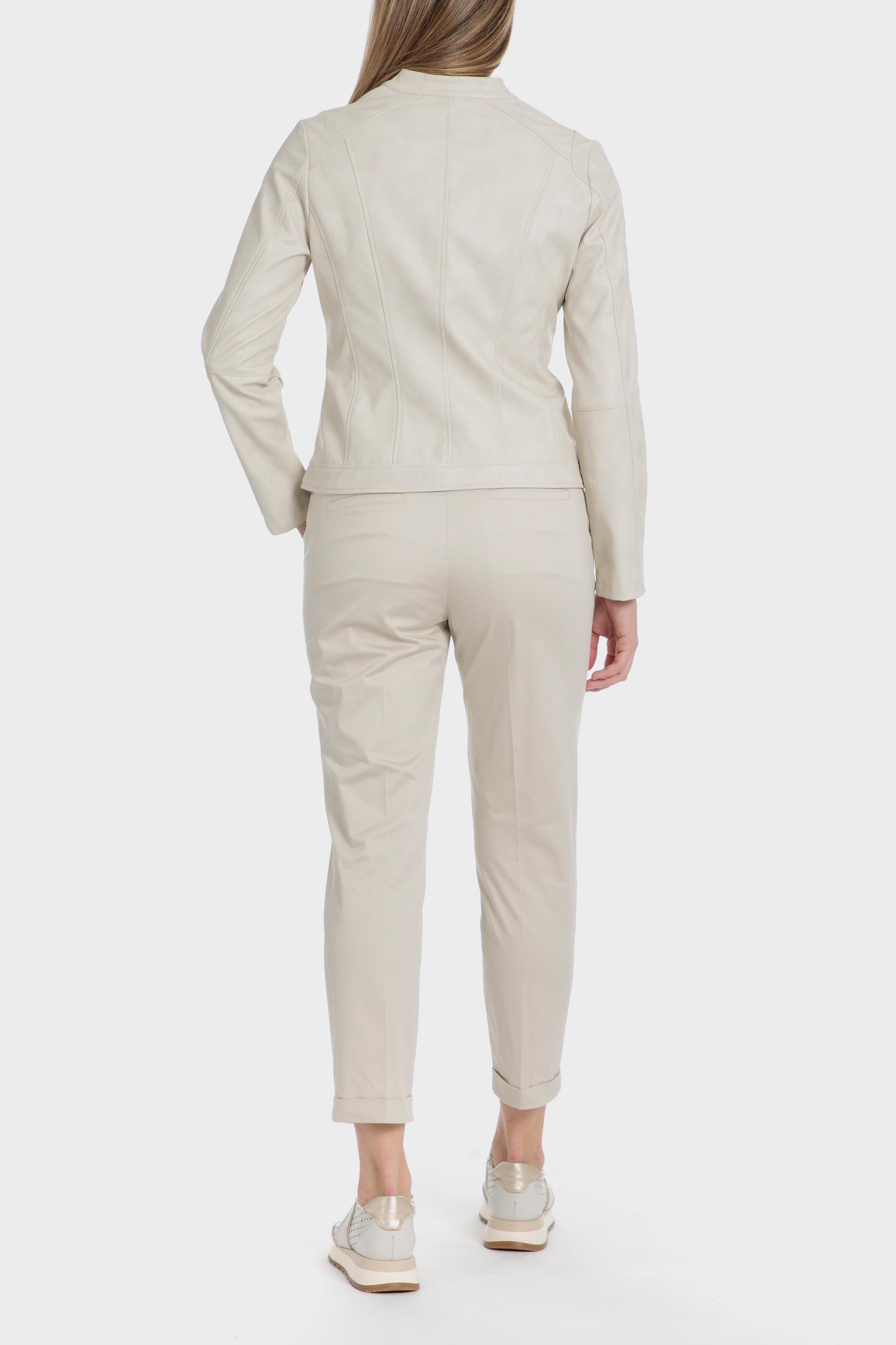 Beige Biker Collar Jacket, 3701_129, large image number 3