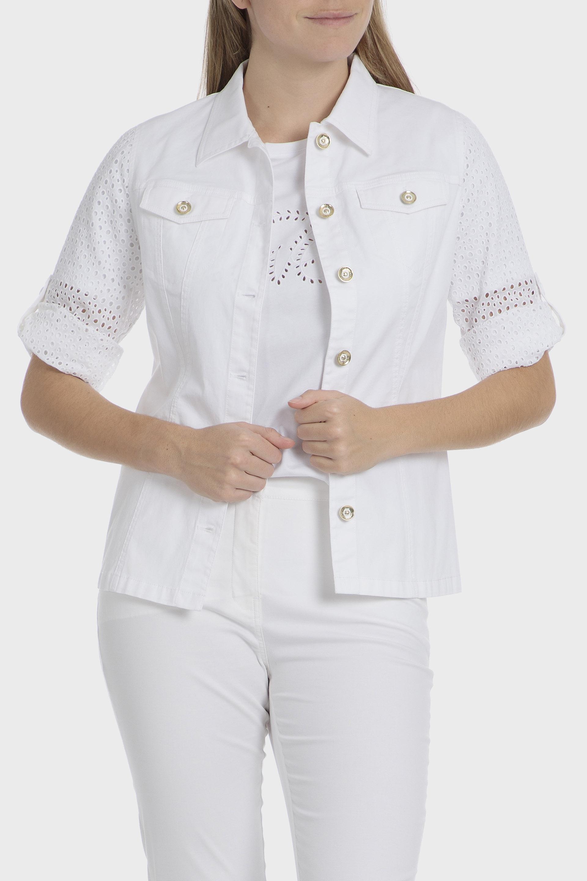 White Textured Casual Jacket, , large image number 1