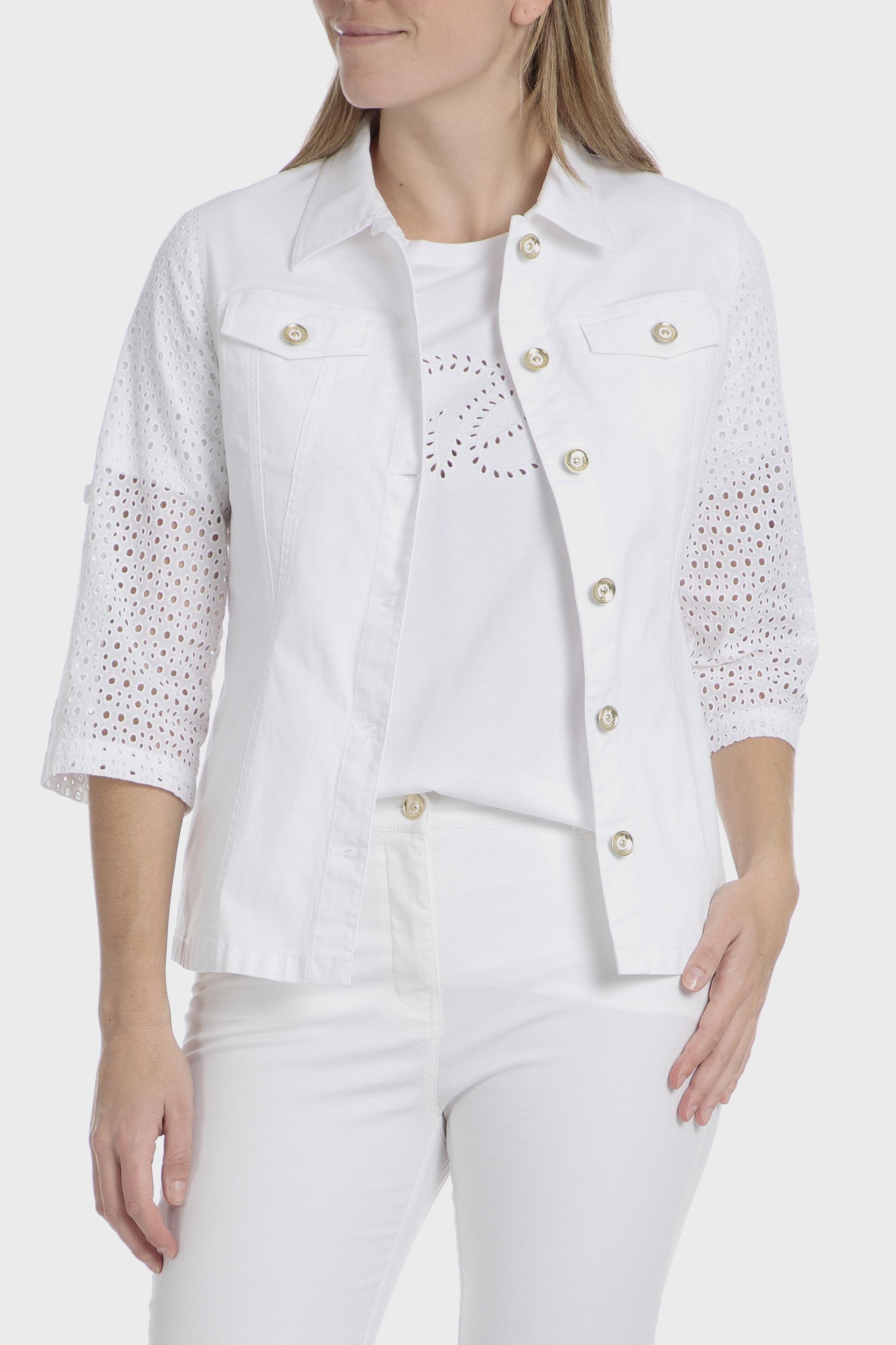 جاكيت بتصميم مفرغ، أبيض, 3701_102, medium