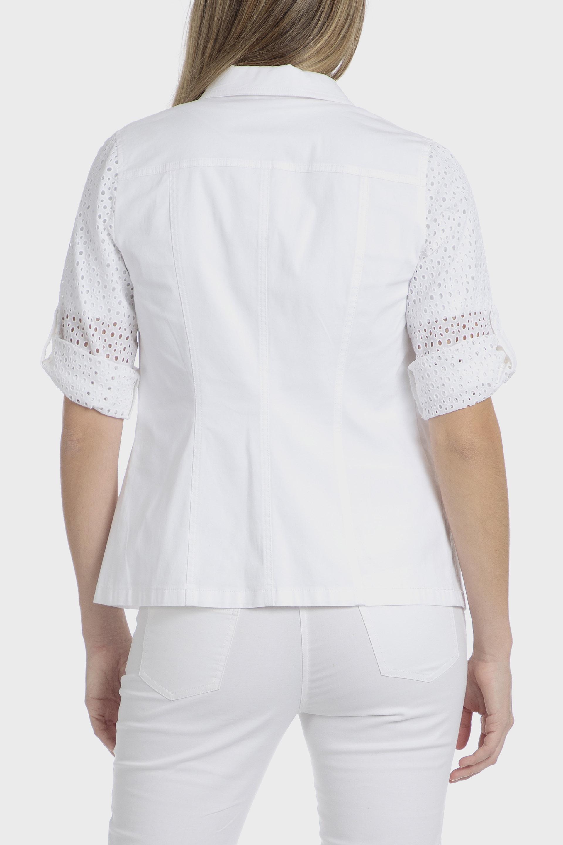 White Textured Casual Jacket, , large image number 4