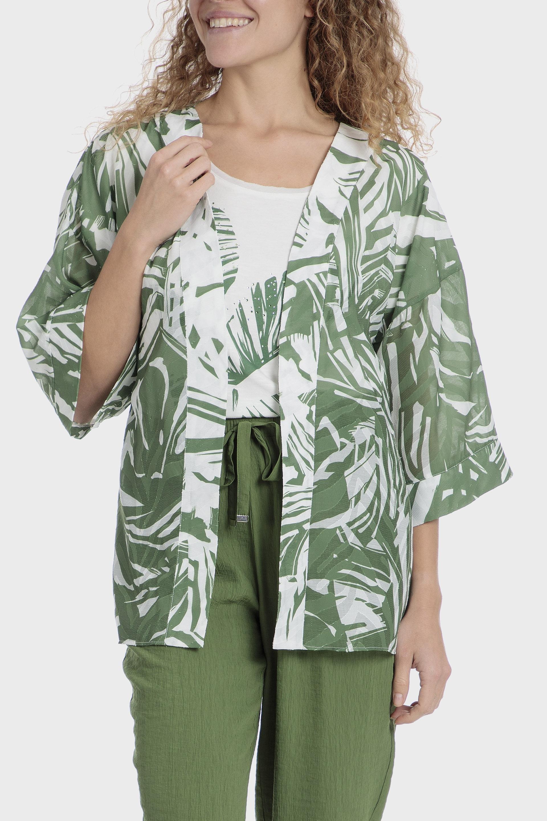 Green Printed Kimono, , medium