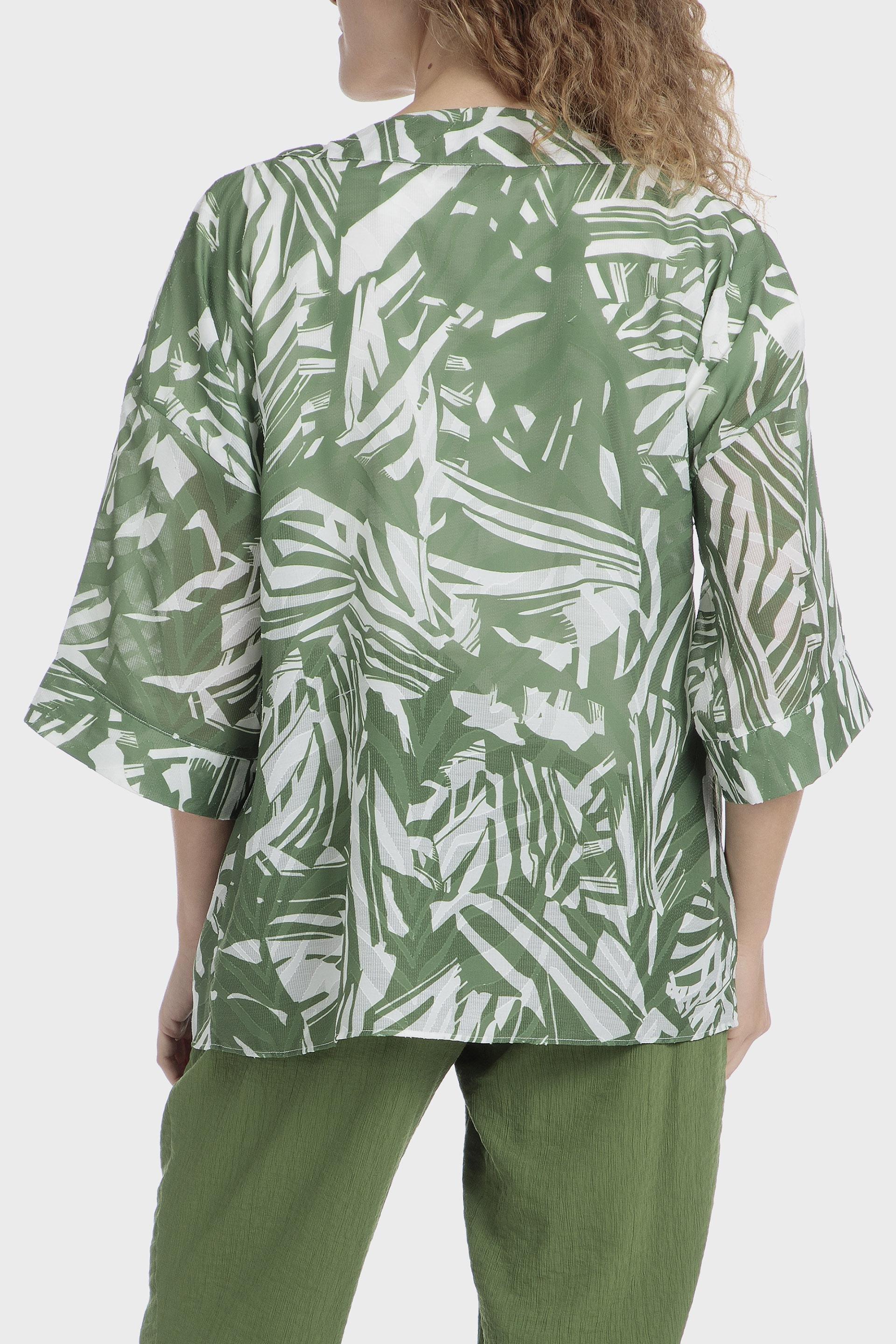 Green Printed Kimono, , large image number 1