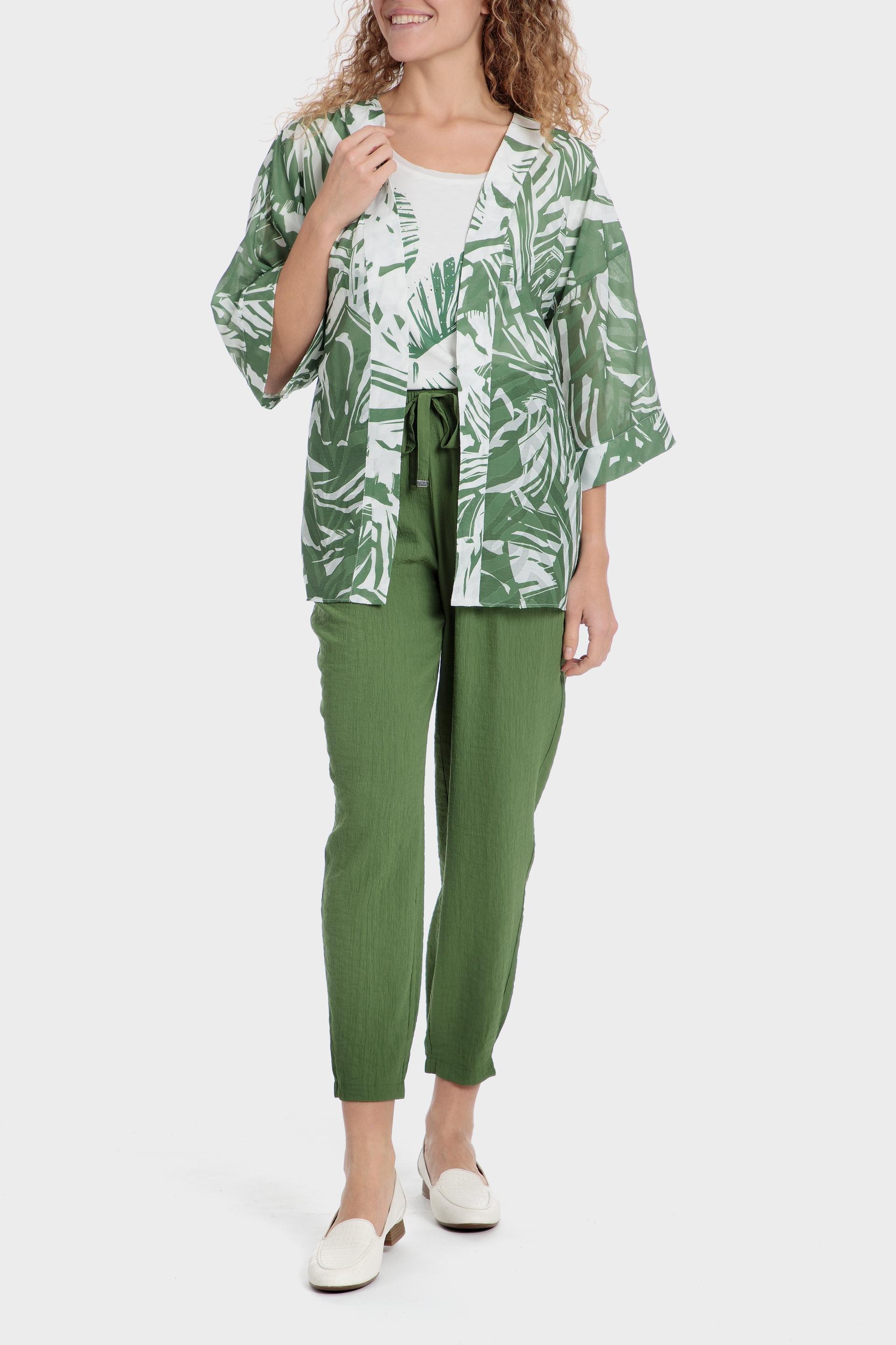 Green Printed Kimono, , large image number 3
