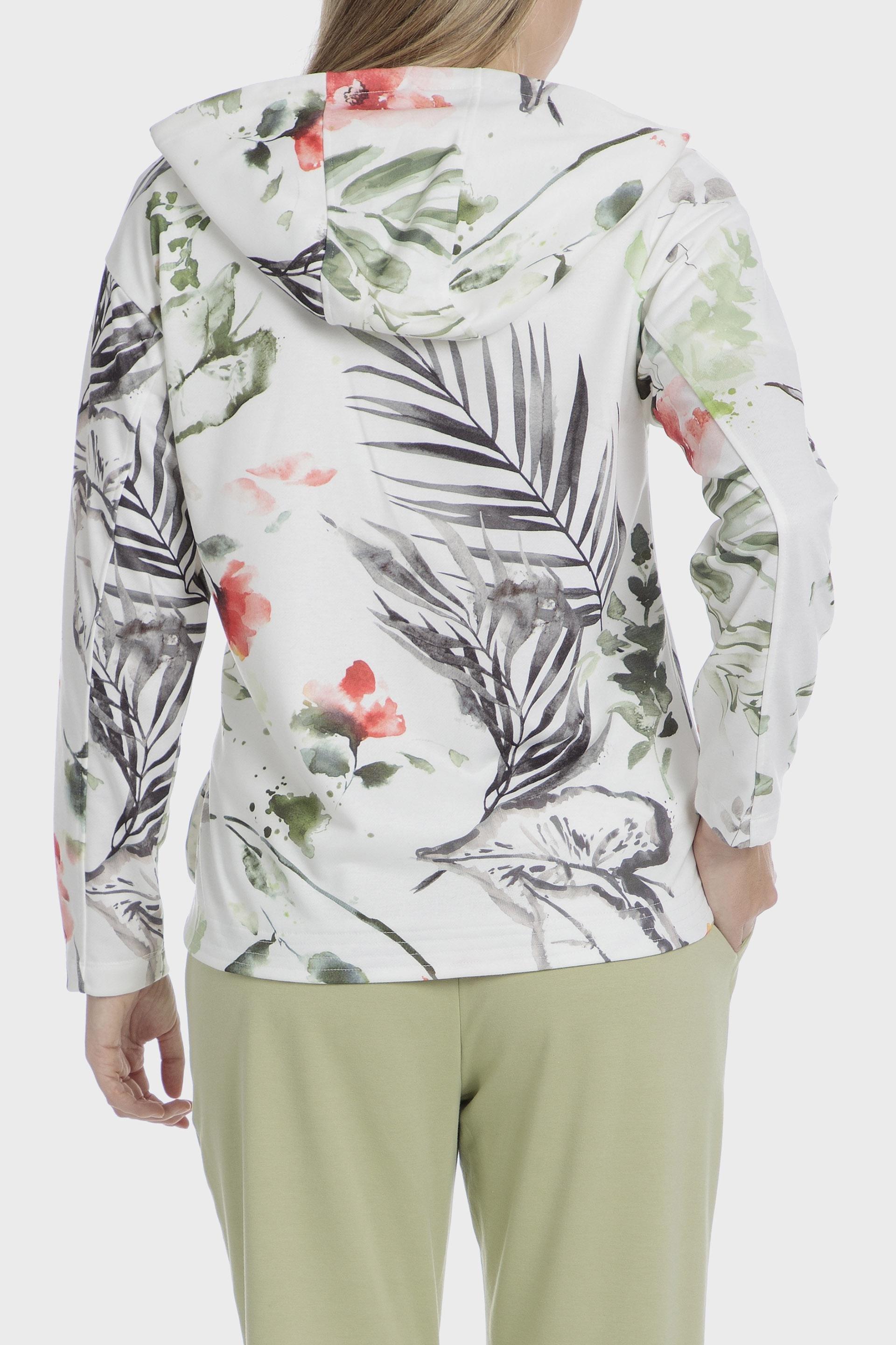 Full Zipper Printed Cropped Hoodie, 3701_285, medium