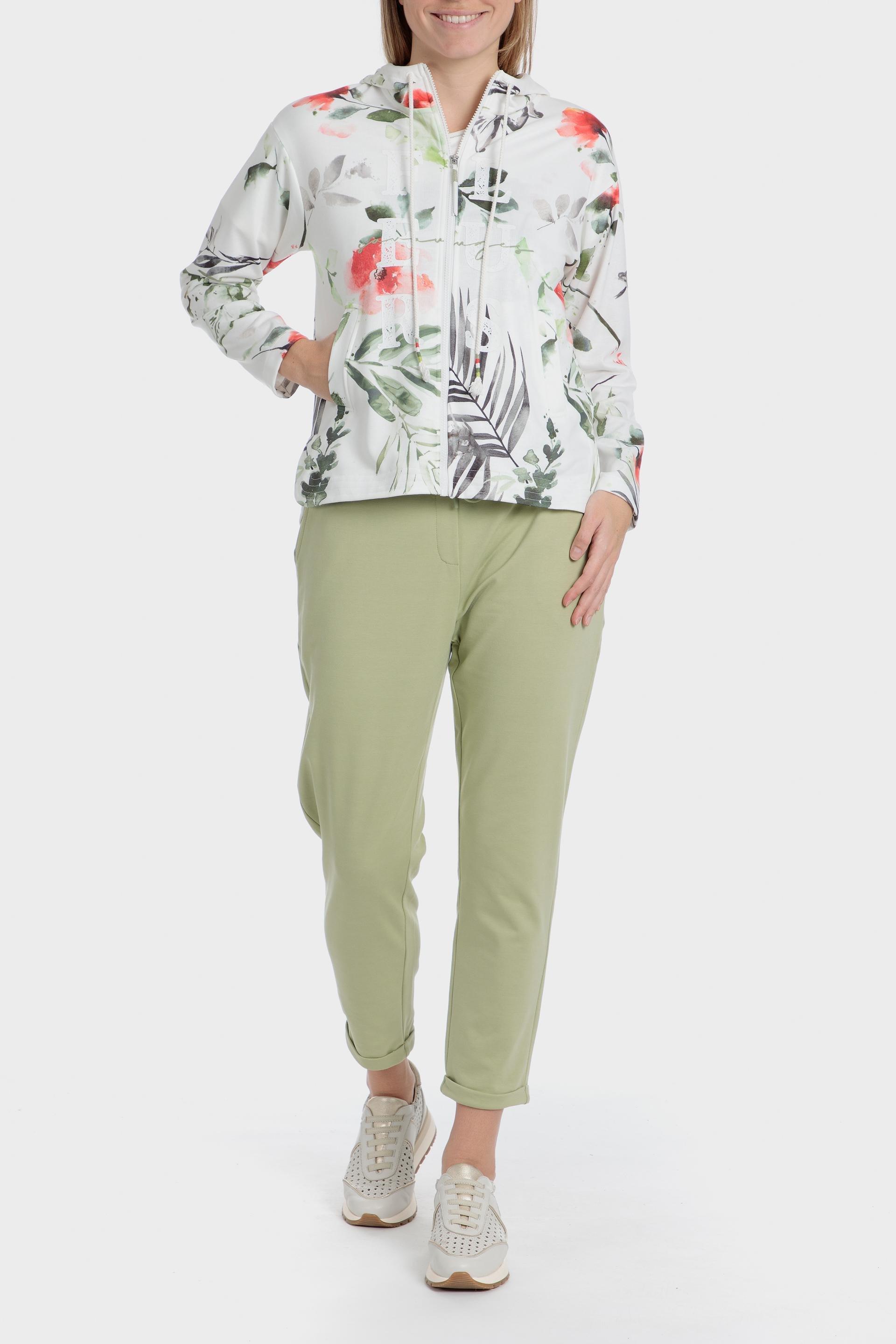 Full Zipper Printed Cropped Hoodie, , large image number 2
