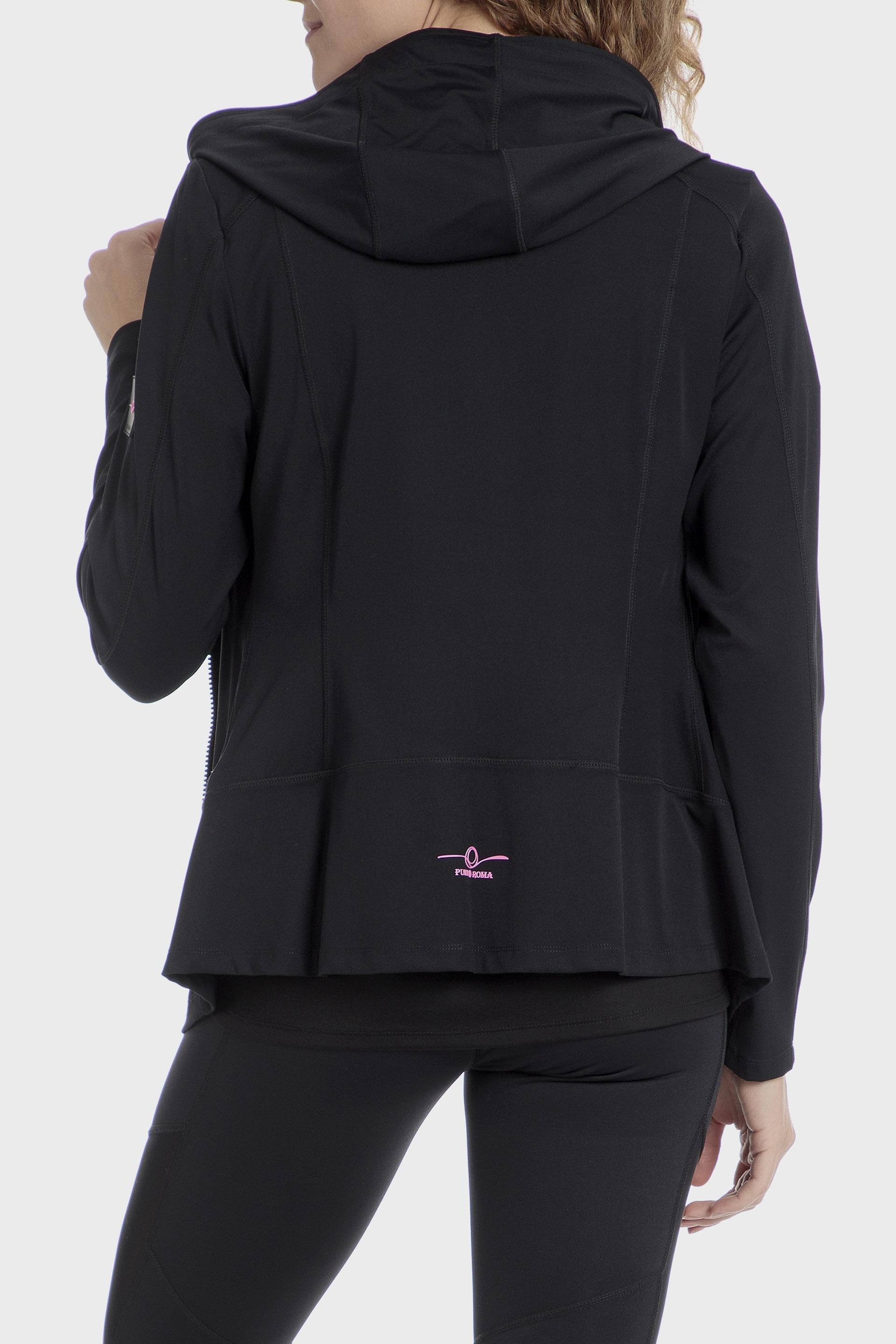 Black Hooded Sports Jacket, , large image number 2