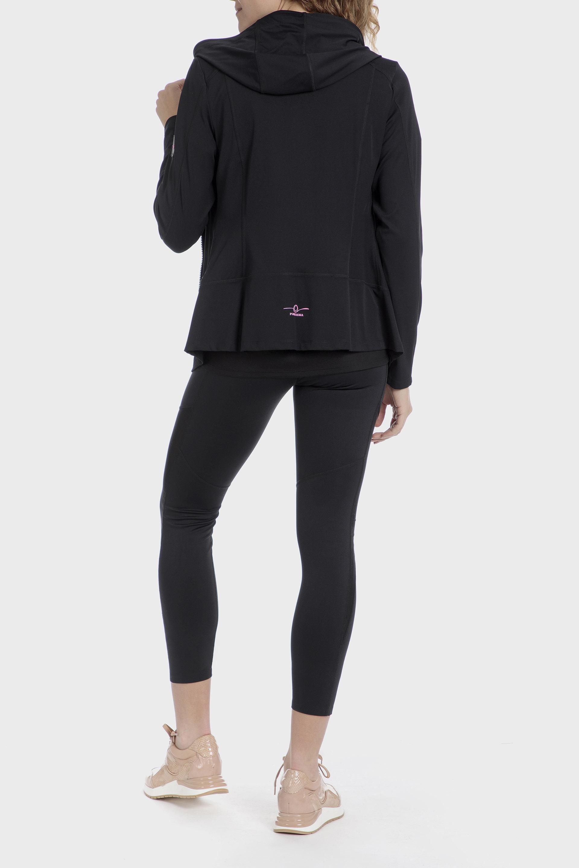 Black Hooded Sports Jacket, Black, large image number 5