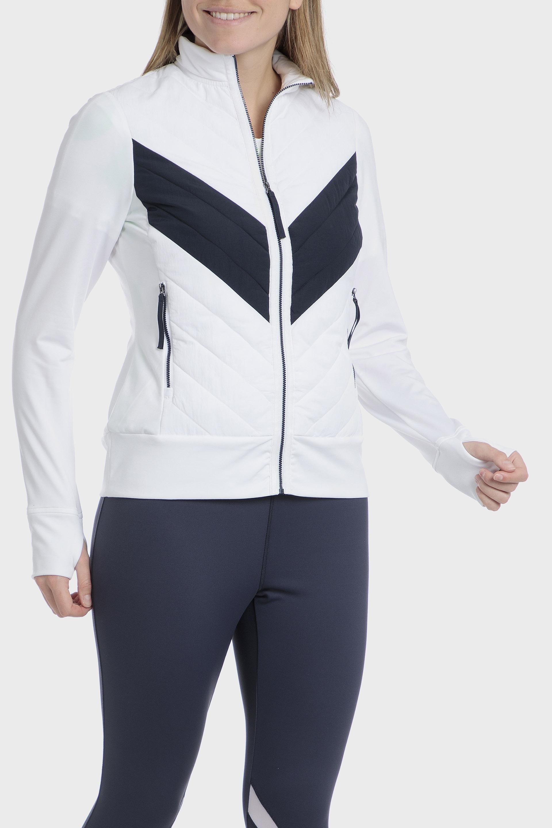 White Chevron Quilted Sweatshirt, , medium