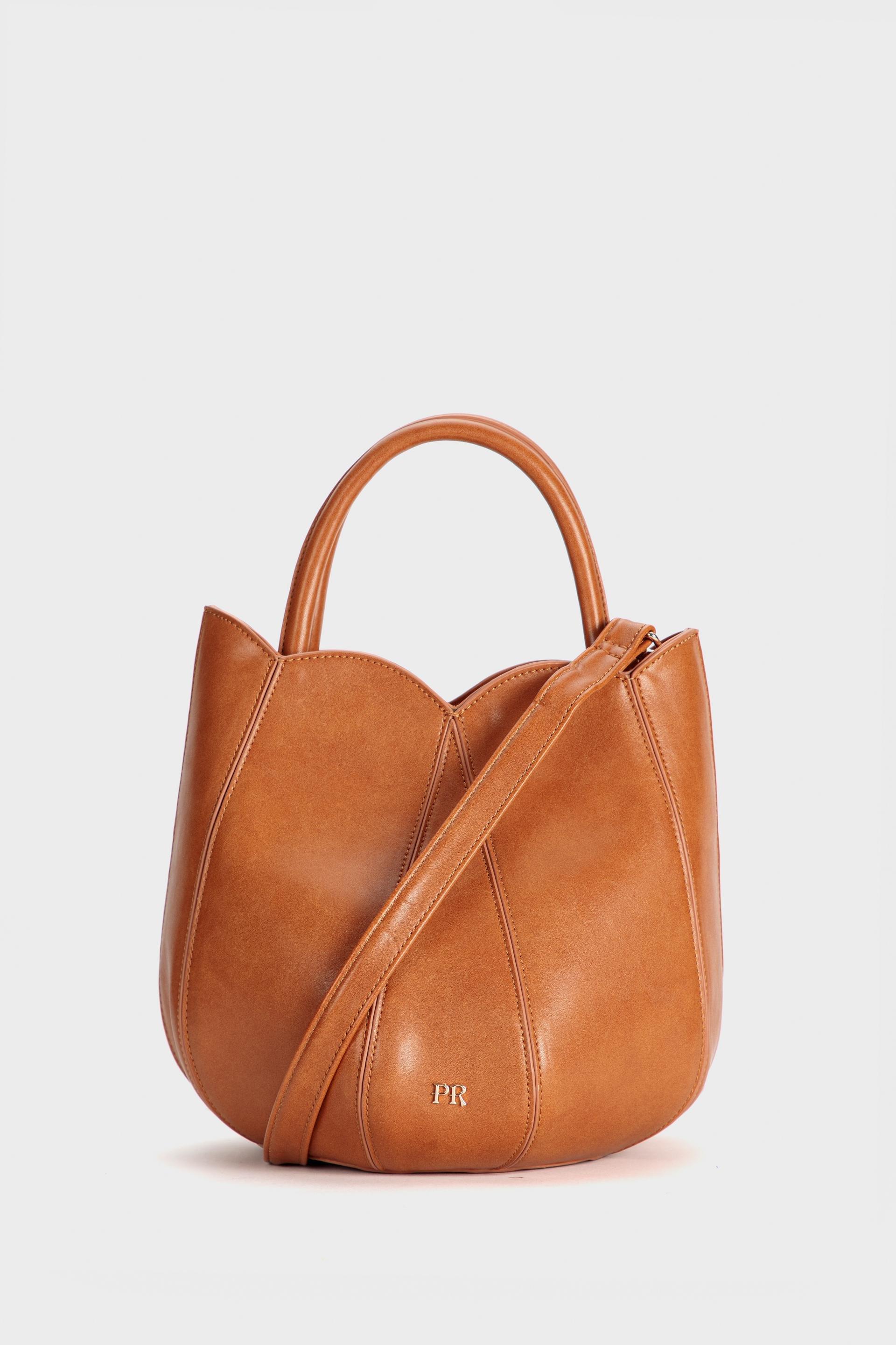 Orange Leather Bag, Beige Camel, large image number 1