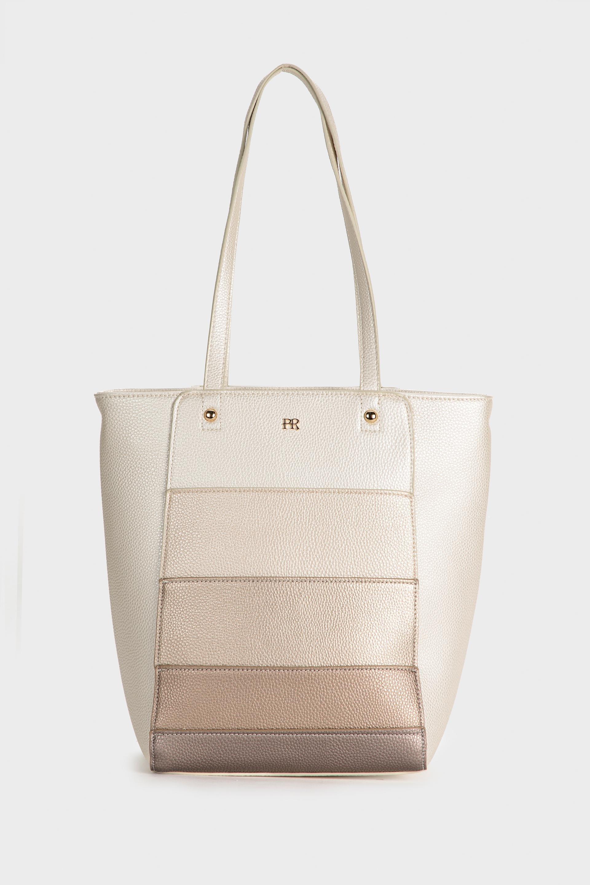 Beige  Block Tote, , medium