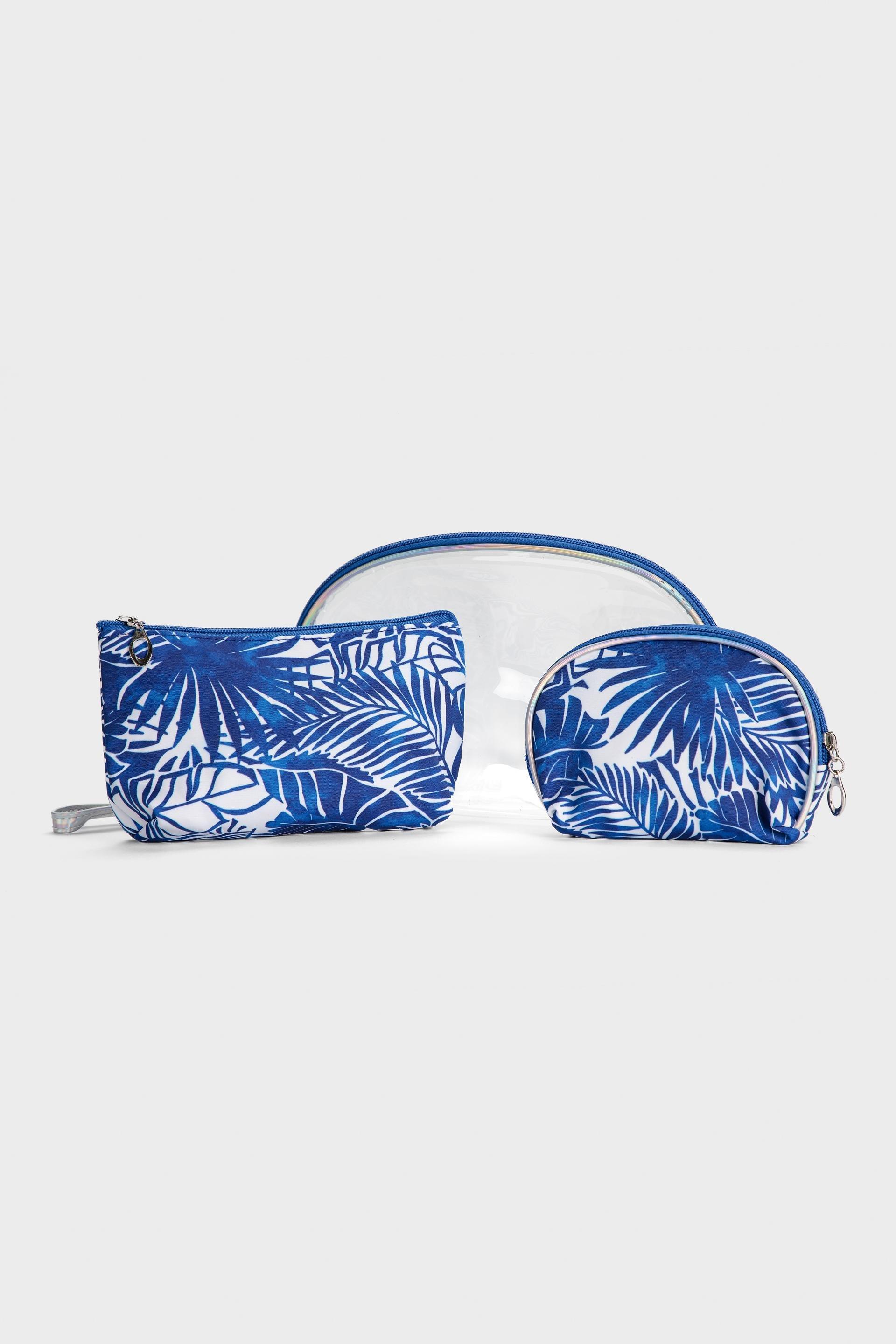 Blue Tropical Makeup Bag Set, , medium