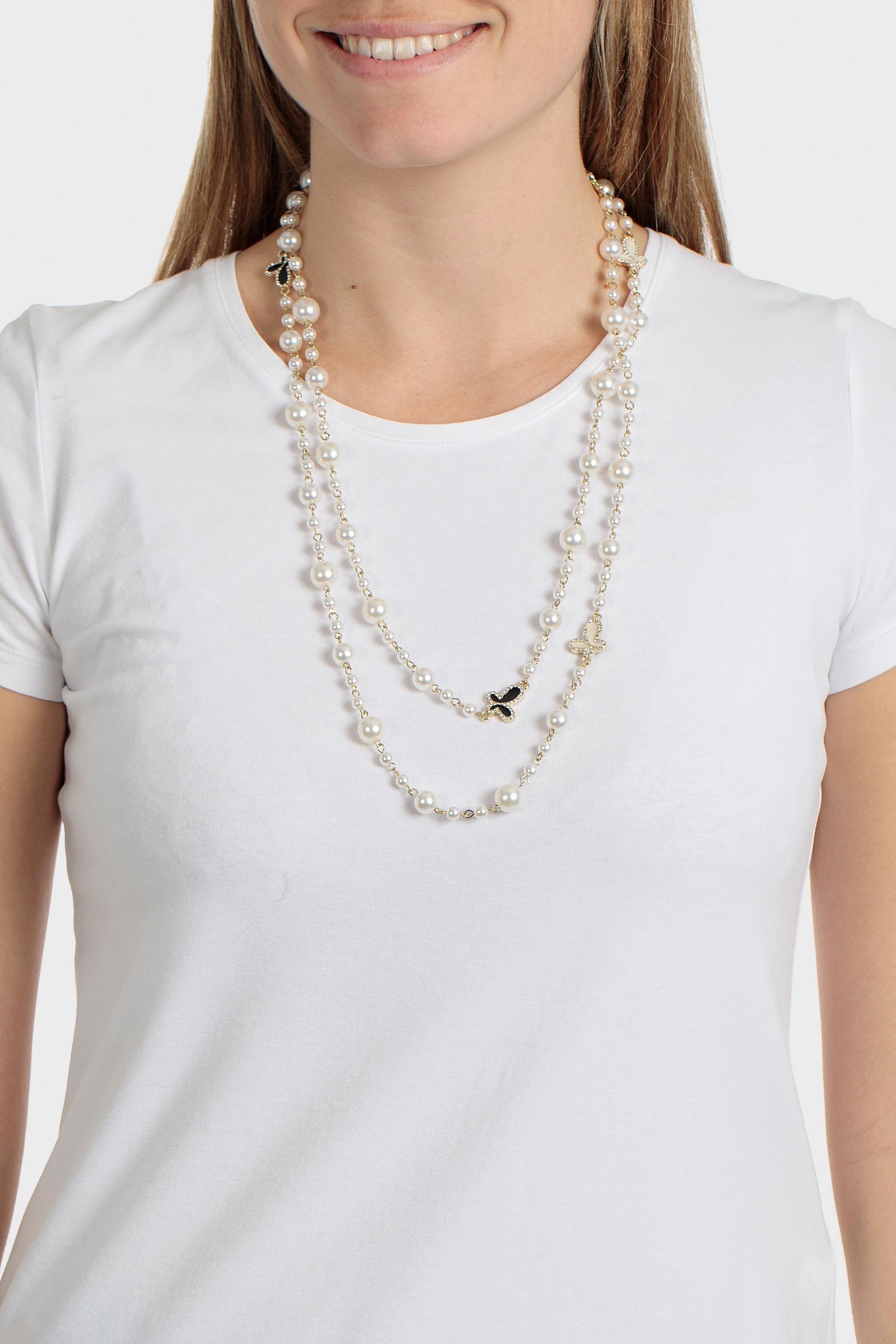 Pearl Multi-Chain Necklace, Metal Golden, large image number 0