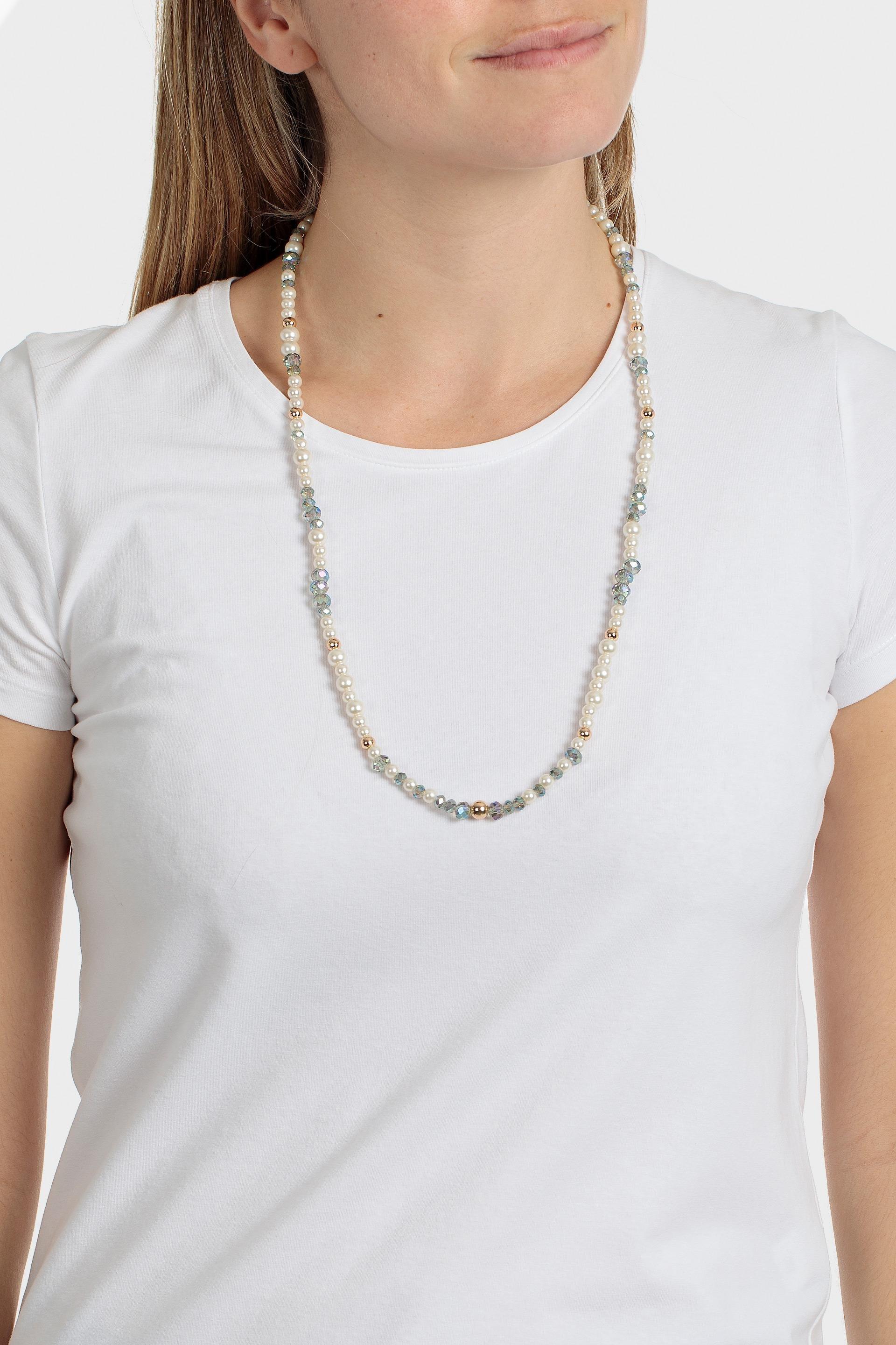 Beaded Long Necklace, Blue, medium