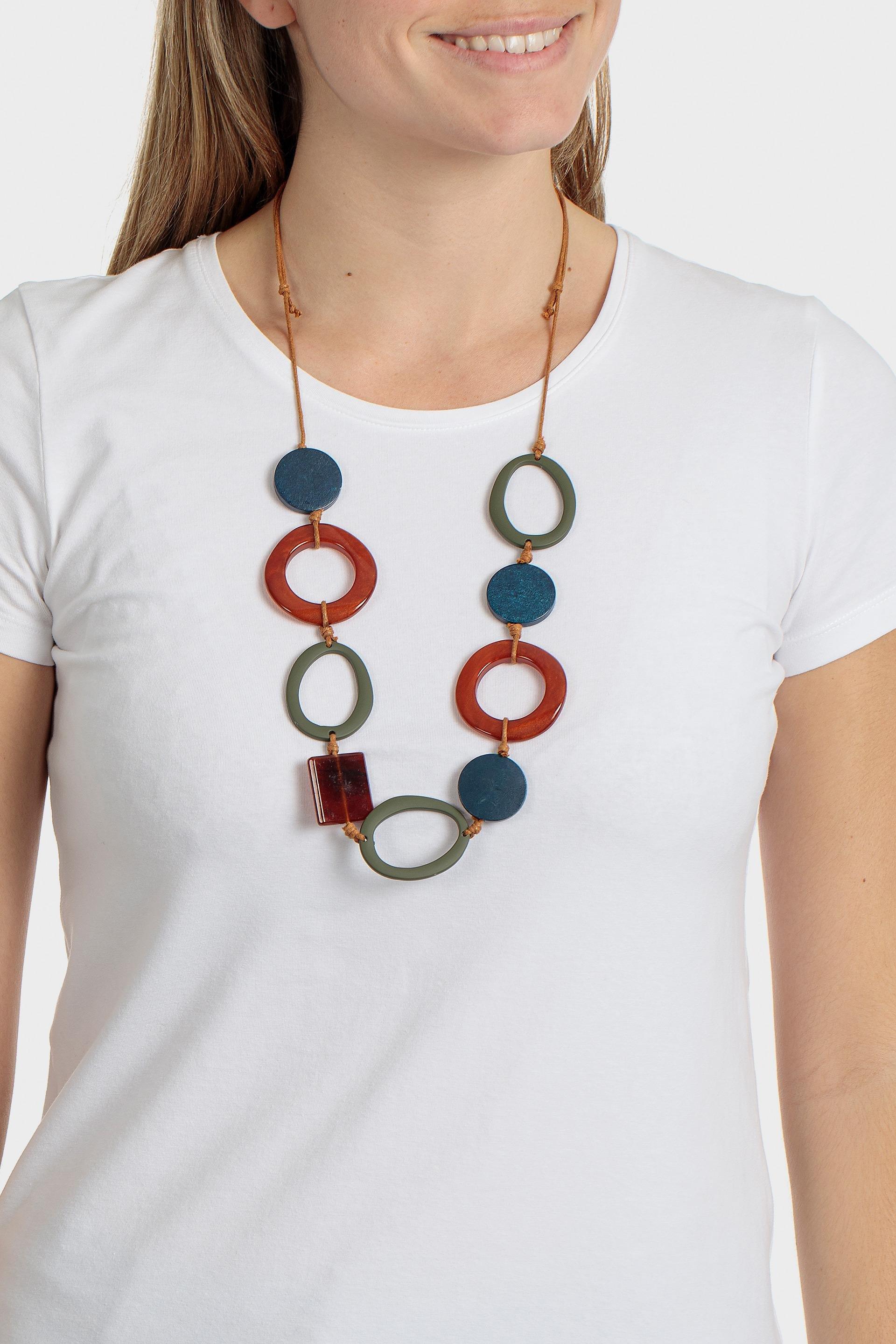 Multicolour Geometric Necklace, Orange Burnit, large image number 1