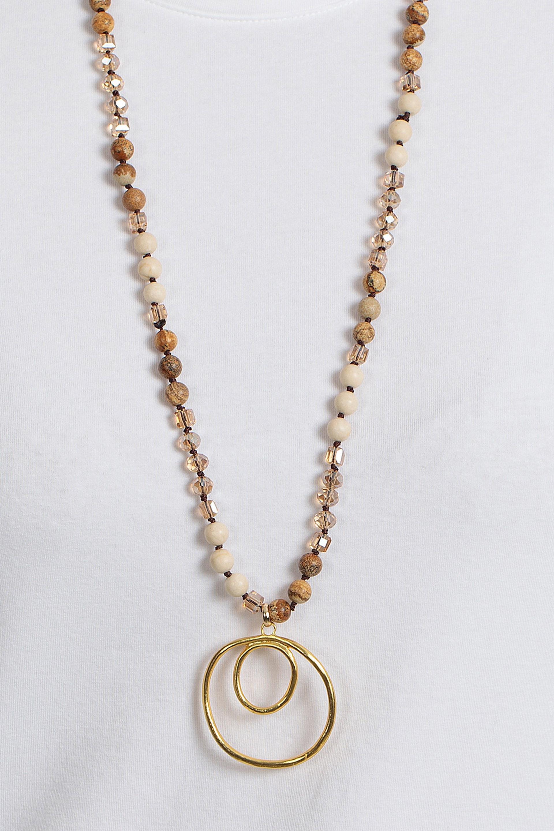 Multicolour Long Necklace, Metal Golden, large image number 1