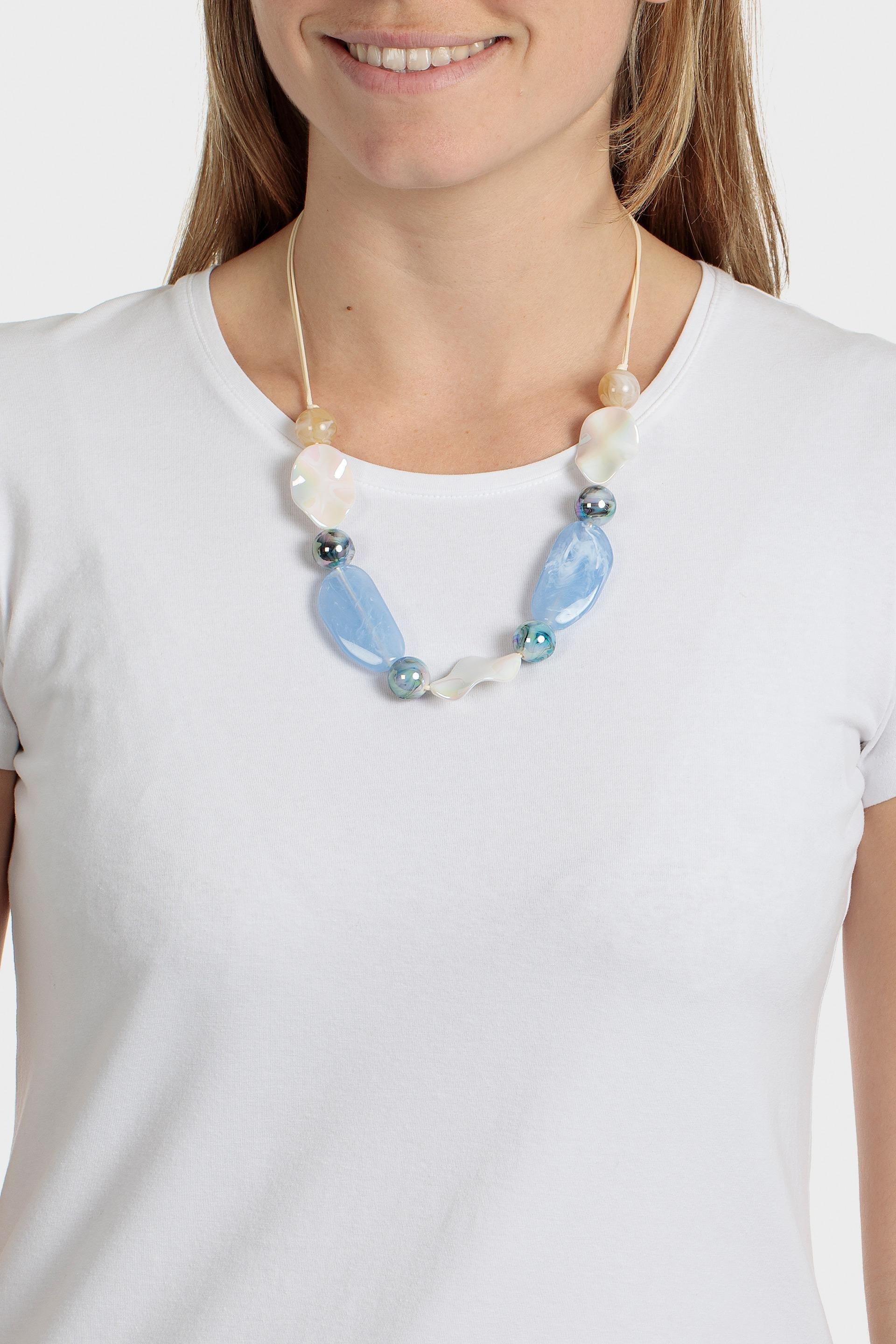 قلادة بأحجار كبيرة، أزرق, Blue, medium