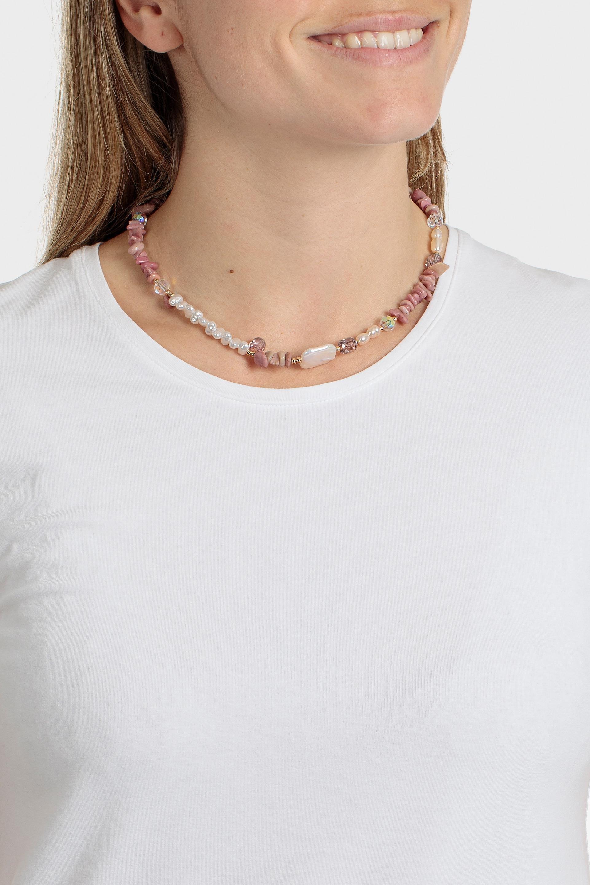 Beaded Choker Necklace, Pink, medium