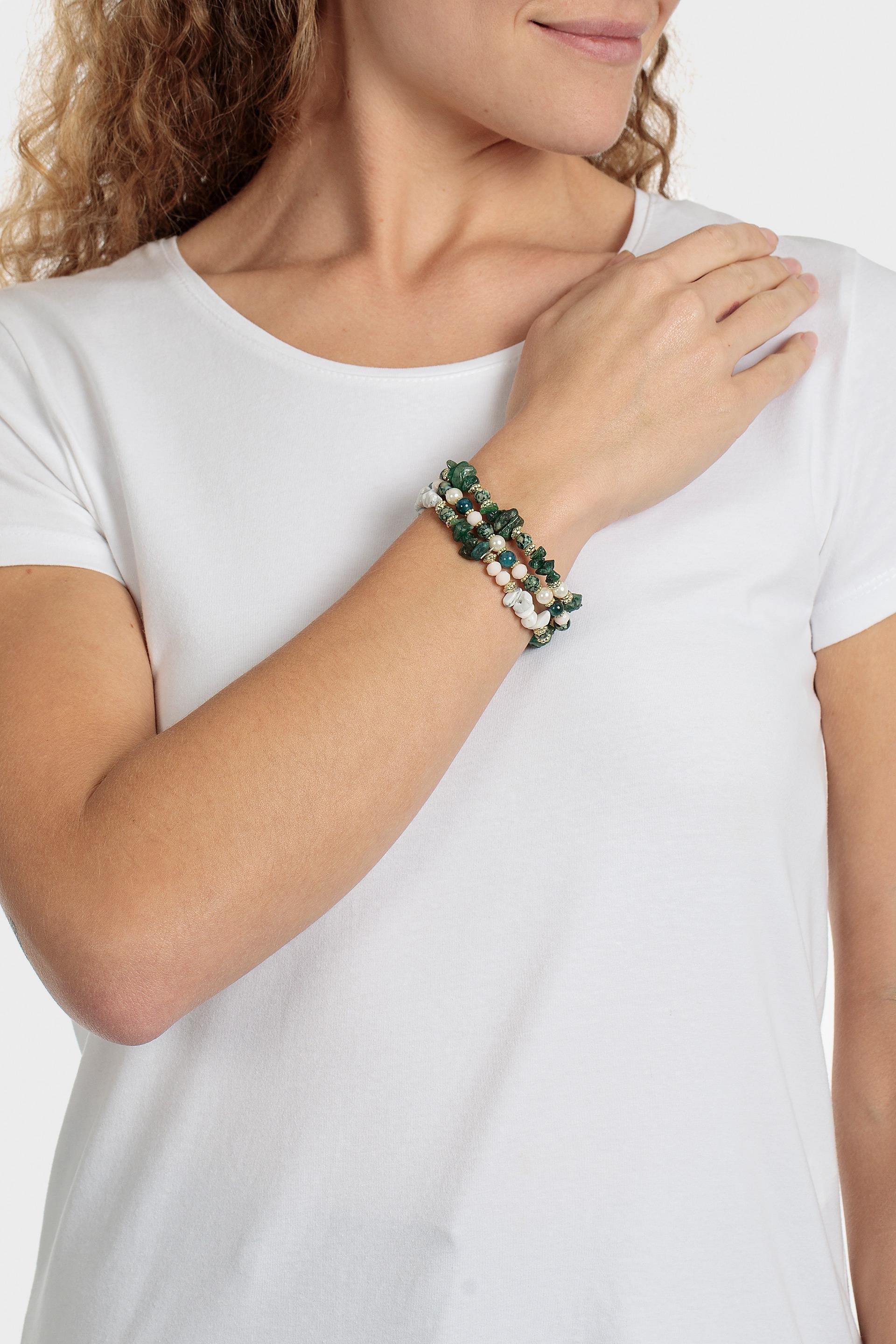 Green Stone Beads Bracelet, Green, large image number 0