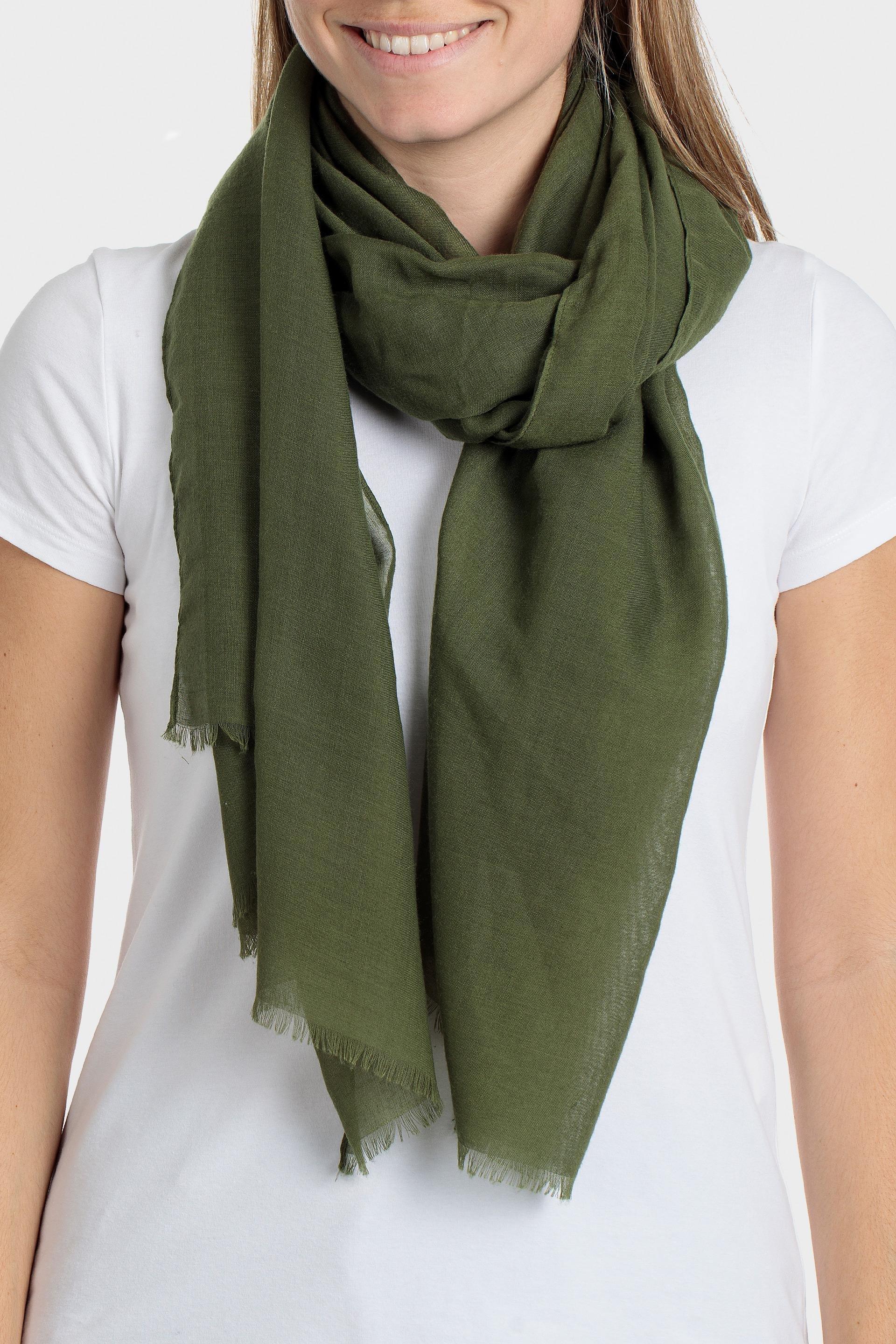 وشاح مستطيل سادة، أخضر, Green Khaki, large image number 1