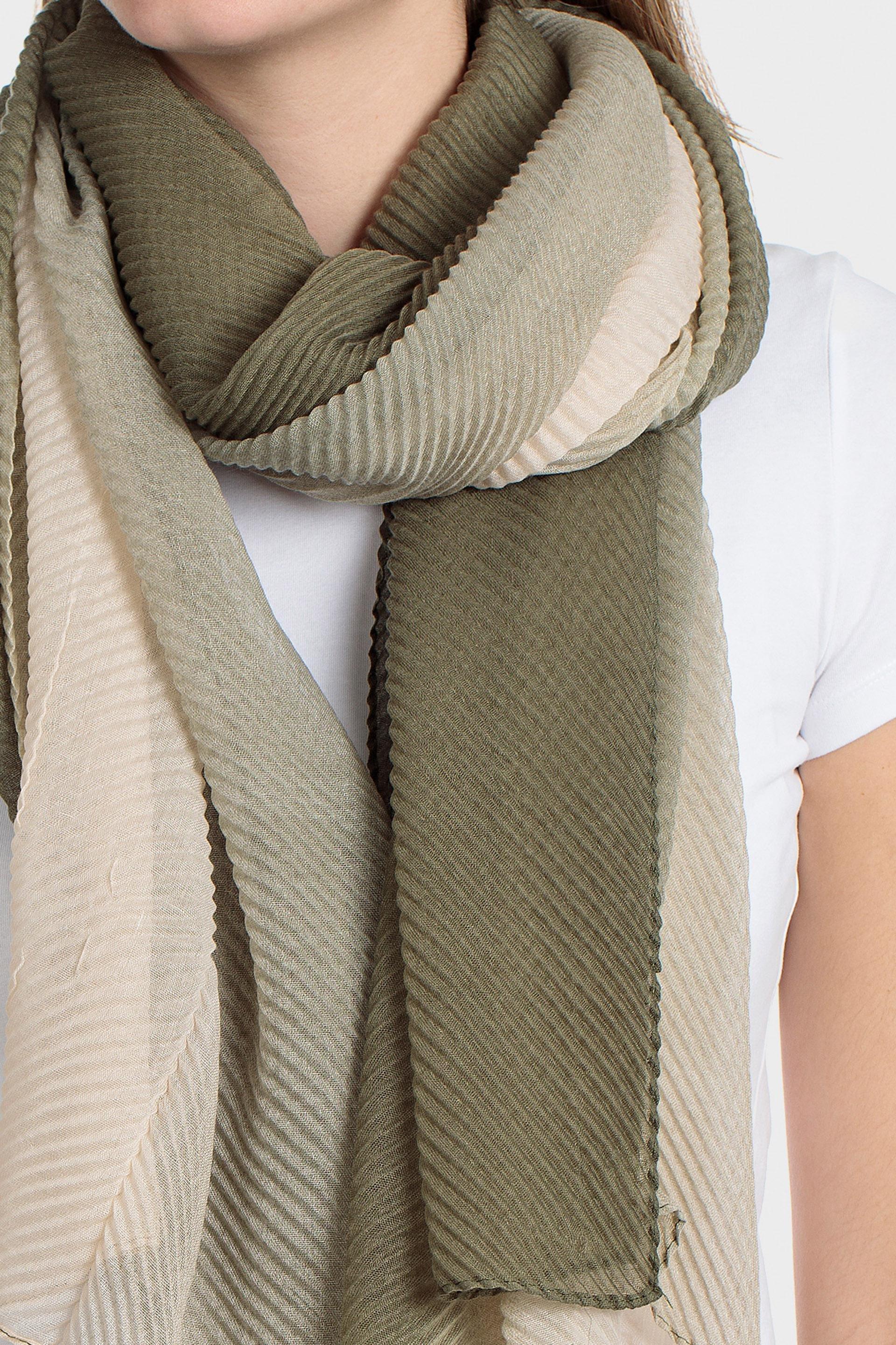 Soft Two-Tone Print Scarf, Green Khaki, large image number 0