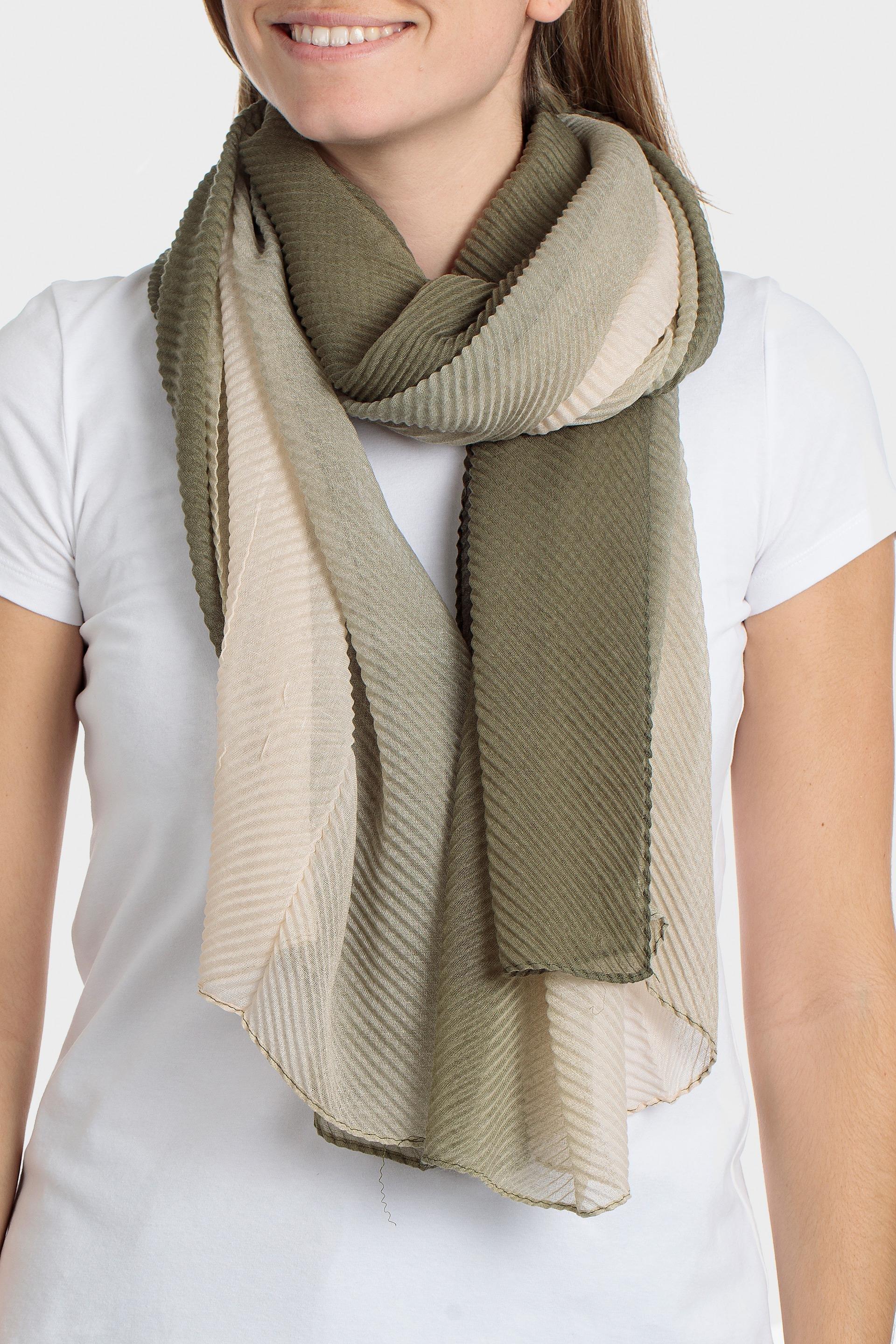 Soft Two-Tone Print Scarf, Green Khaki, large image number 1