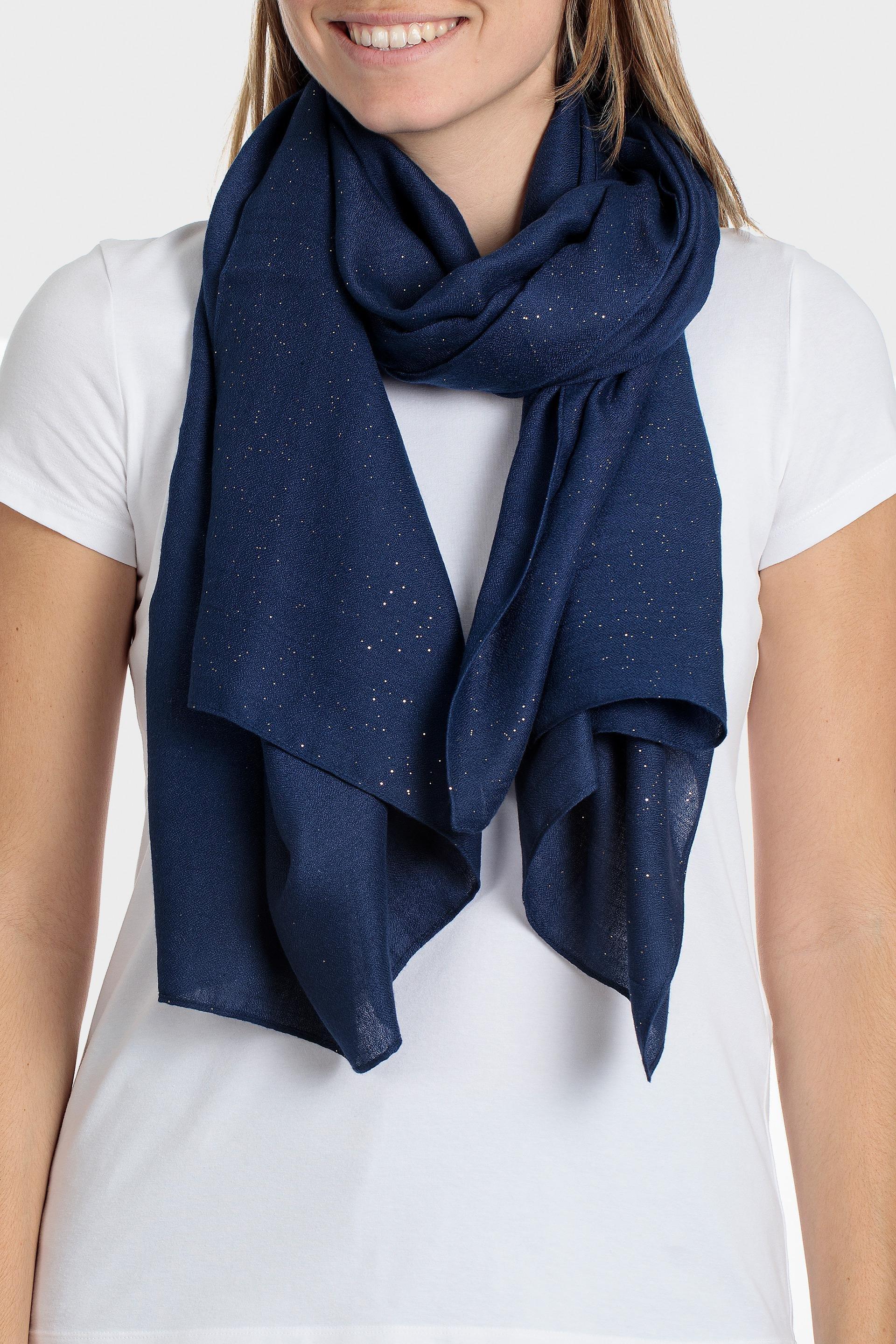 Navy Solid Rectangle Scarf, , medium