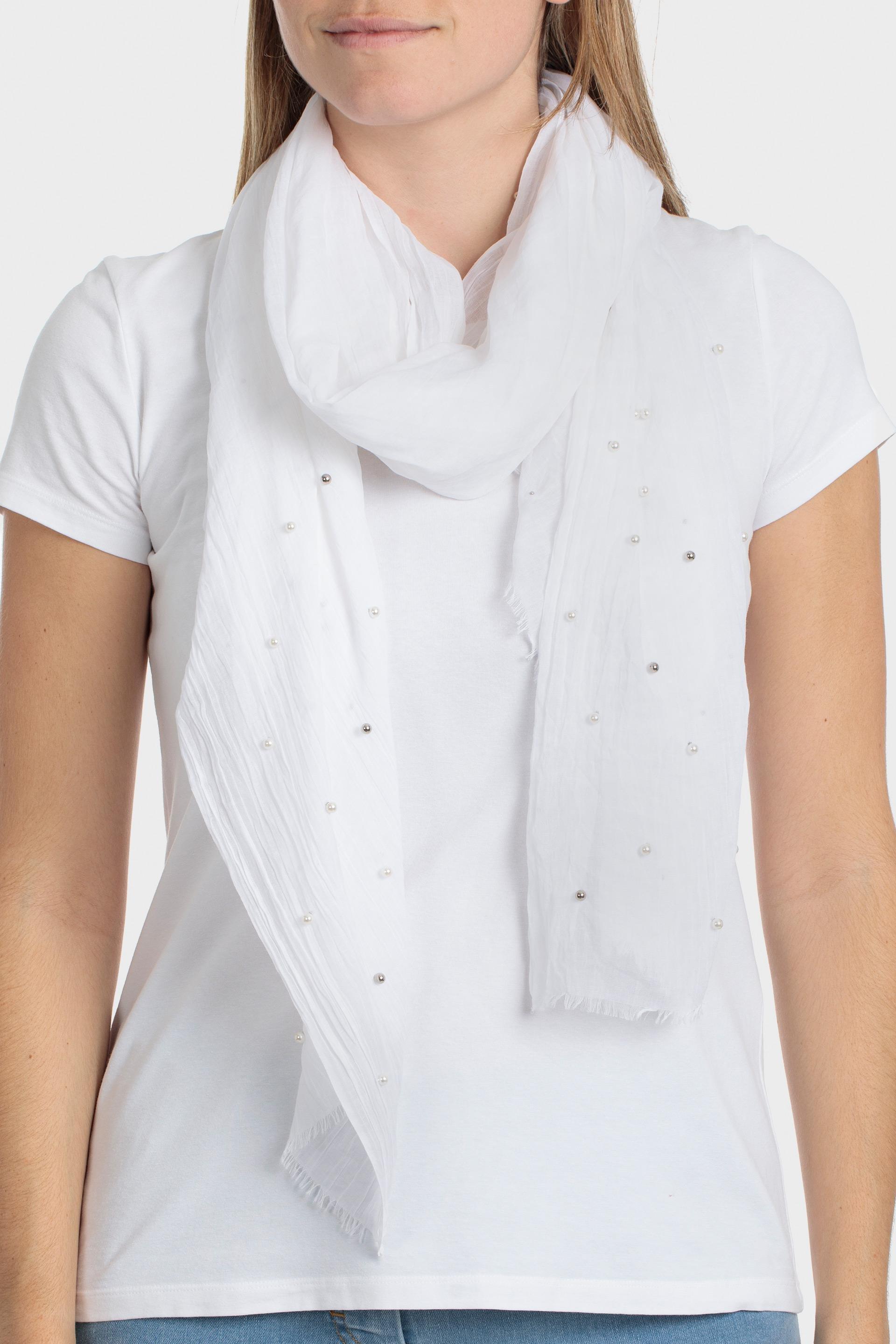 White Suds Details Scarf, White, large image number 0