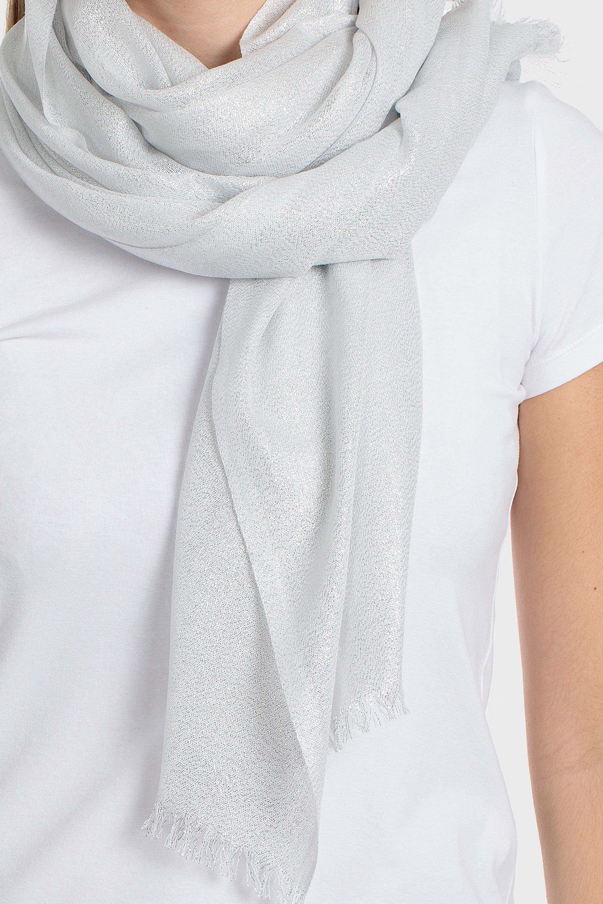 Grey Metallic Scarf, Metal Silver, large image number 0