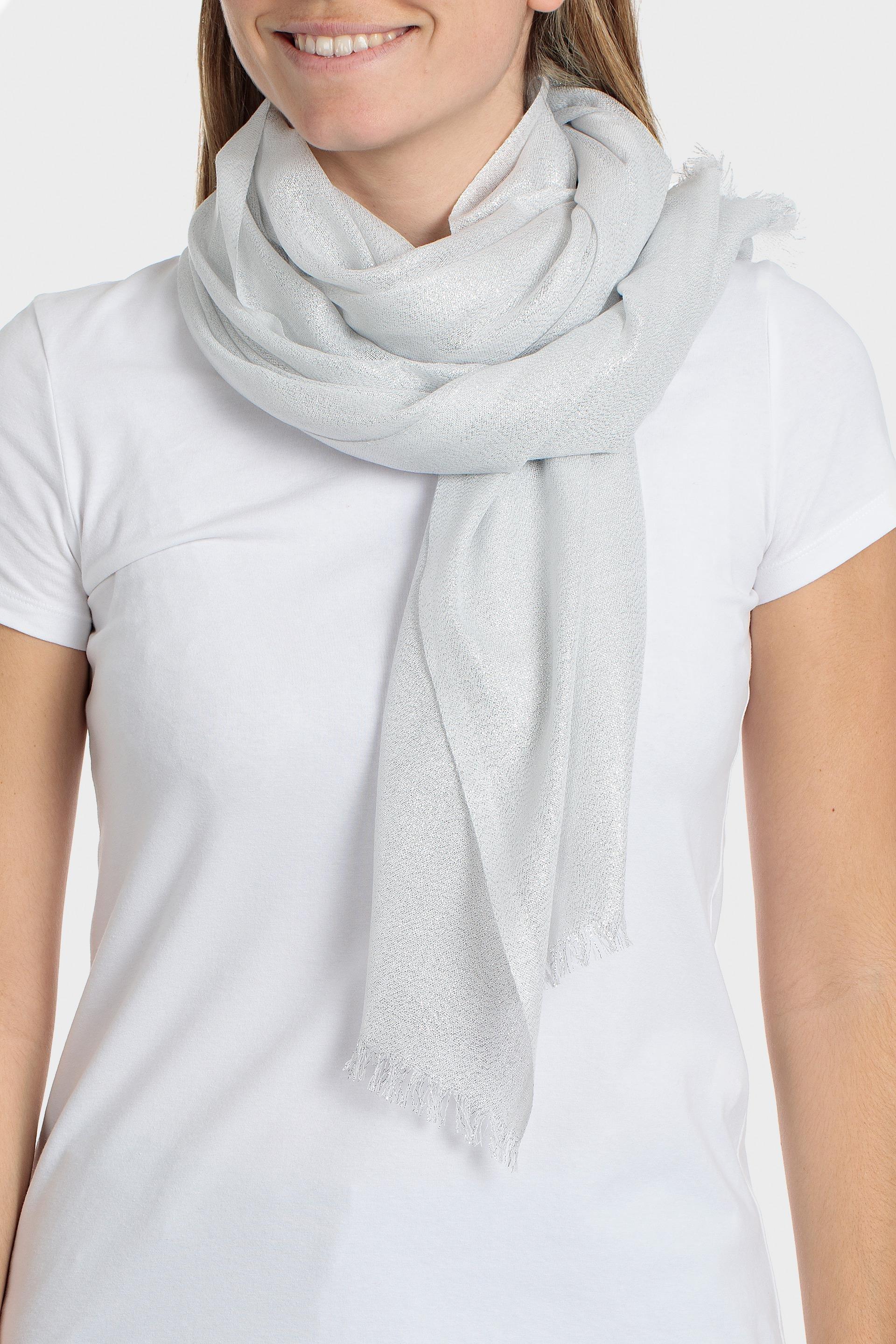 Grey Metallic Scarf, Metal Silver, large image number 1