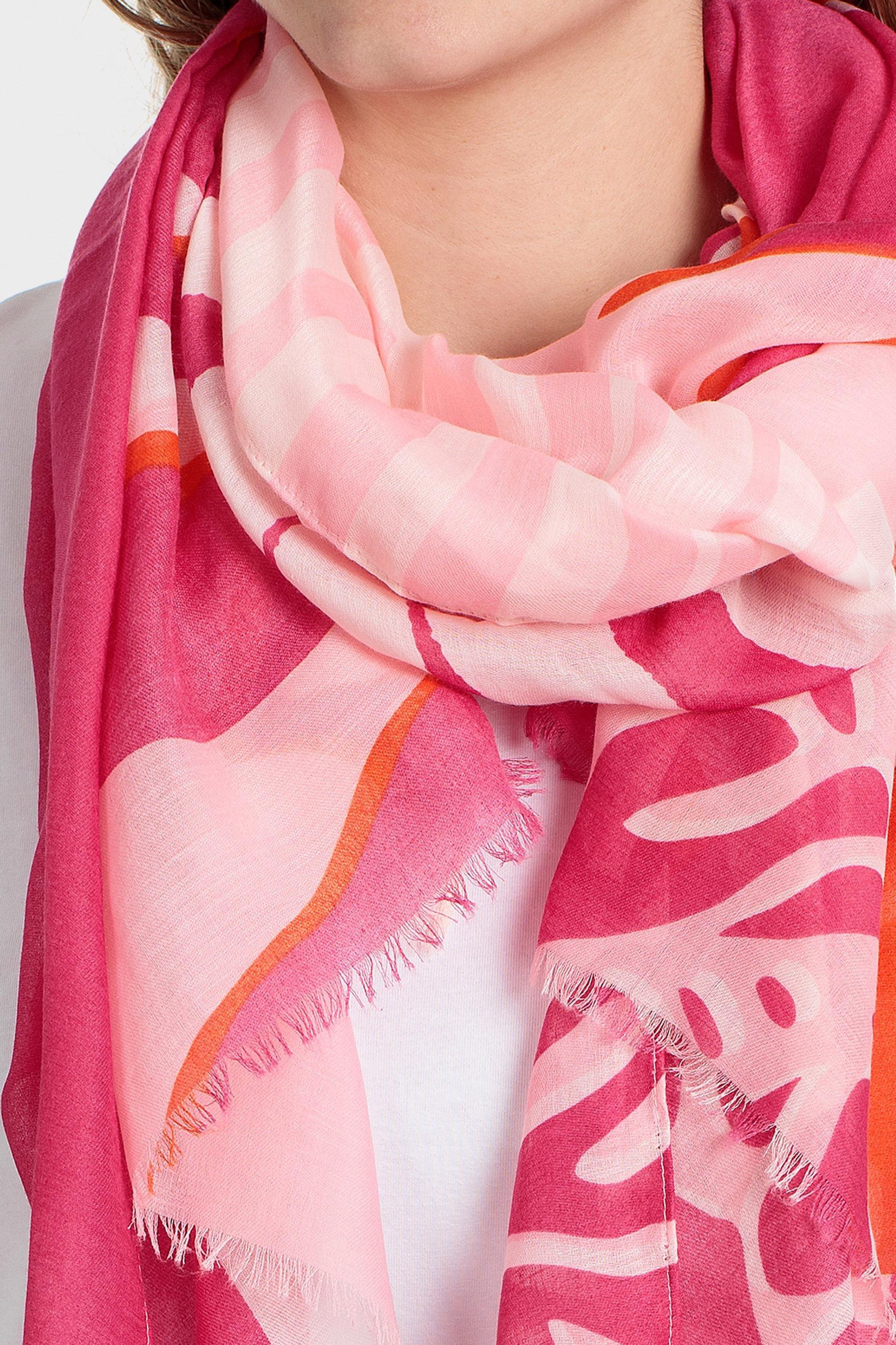Pink Abstract Print Pashmina, Pink, large image number 0