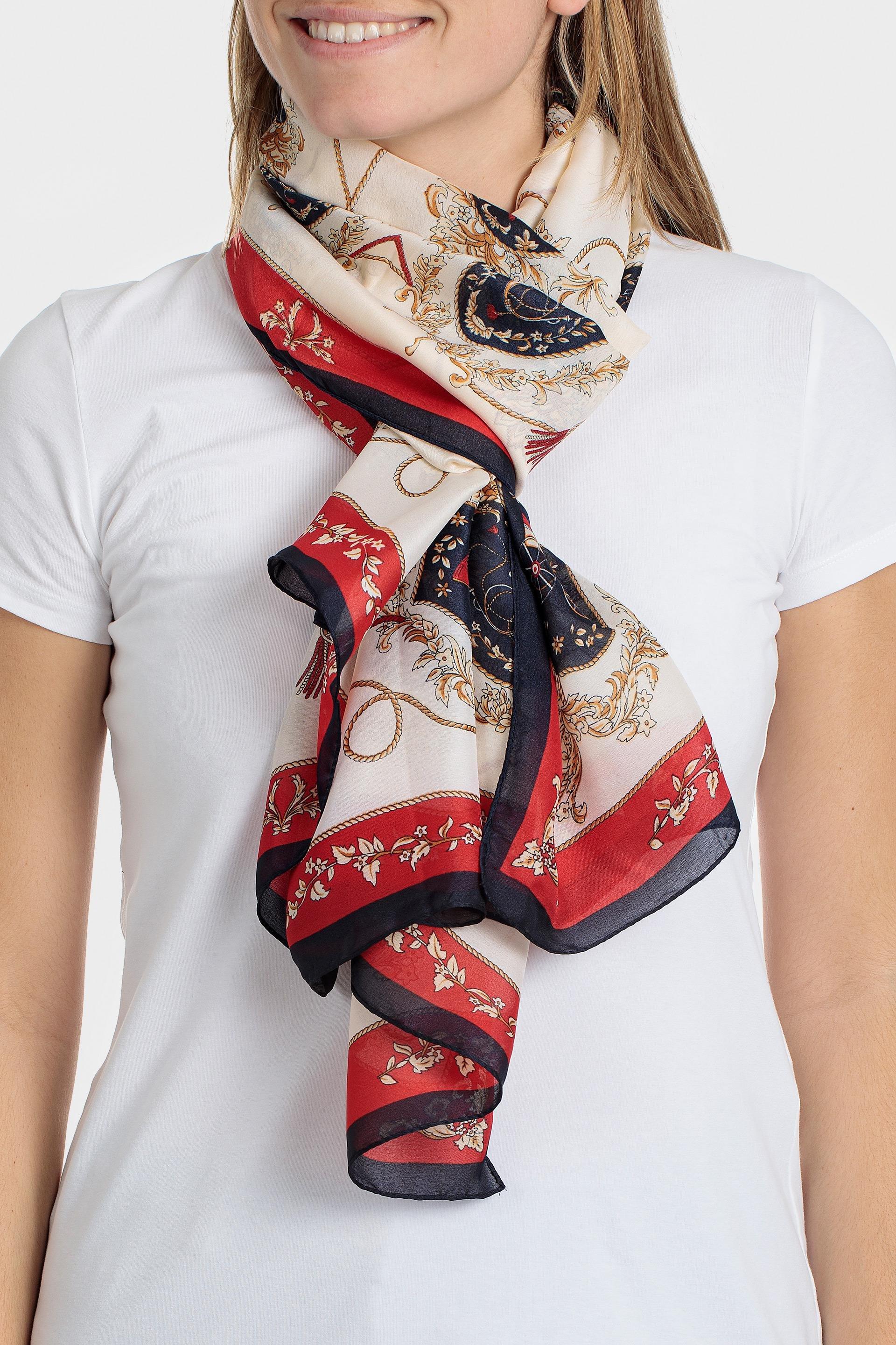 Red Printed Pashmina, White Off White, large image number 0
