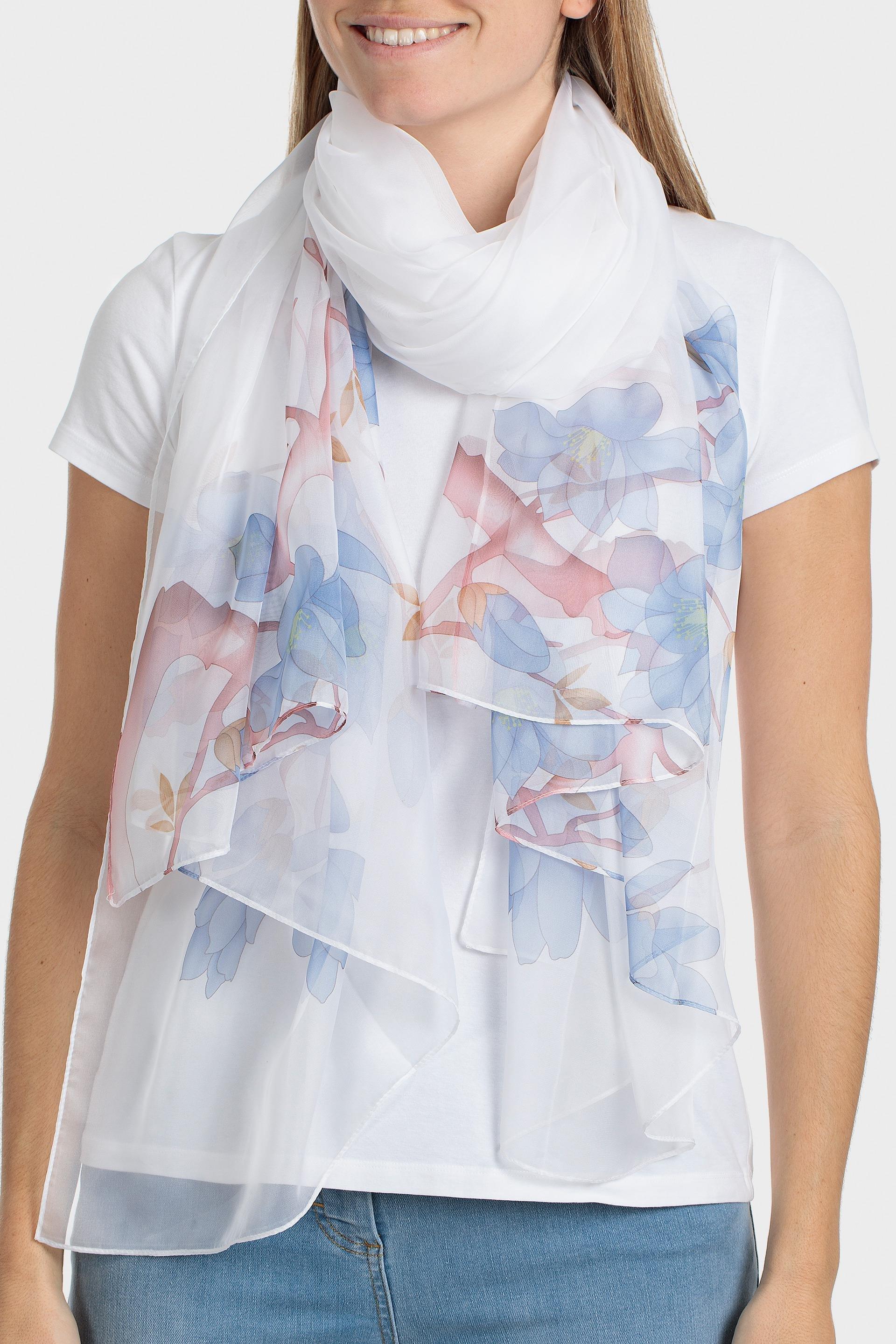 White Floral Print Short Gloves, , medium